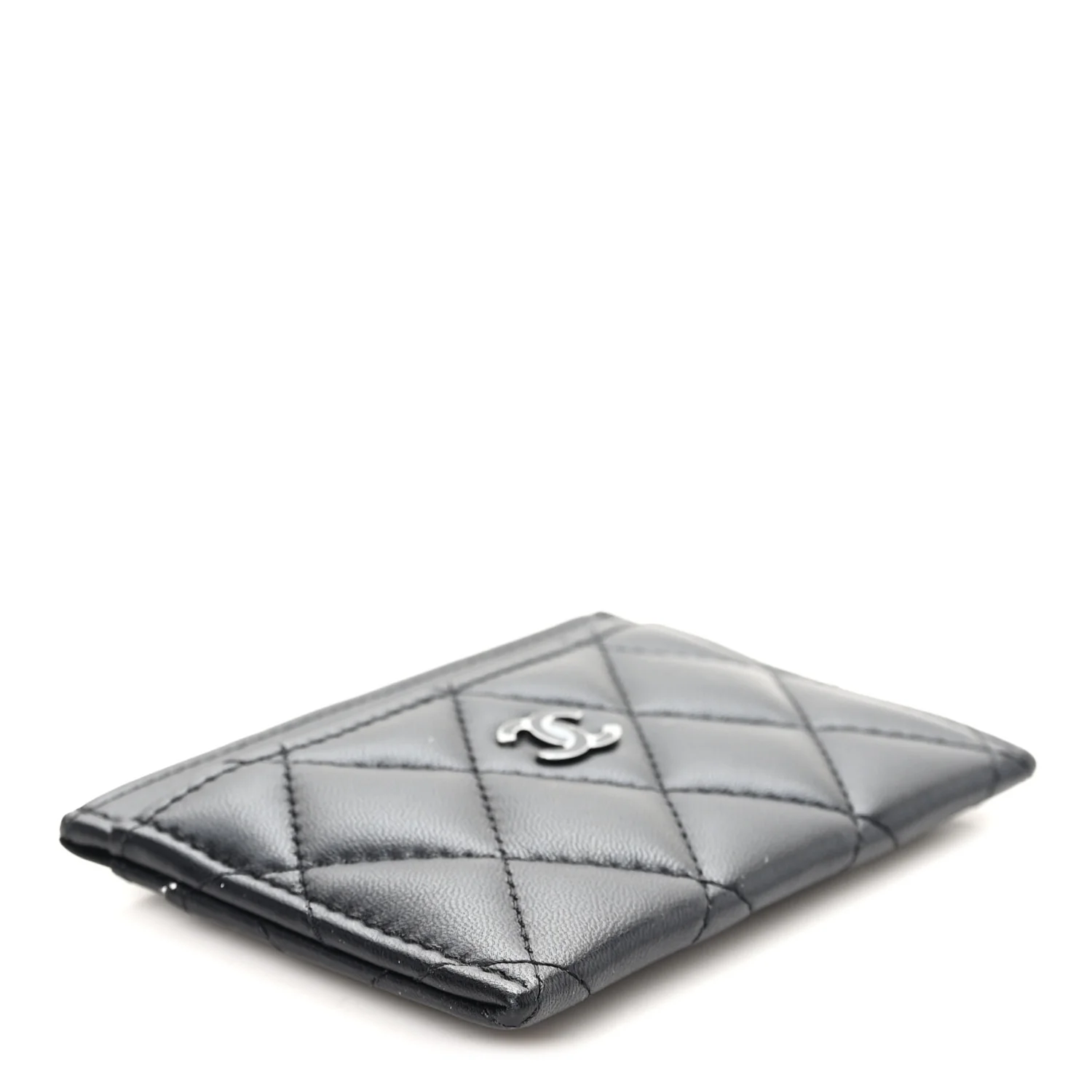 Pearly Lambskin Quilted Card Holder So Black - Image 4