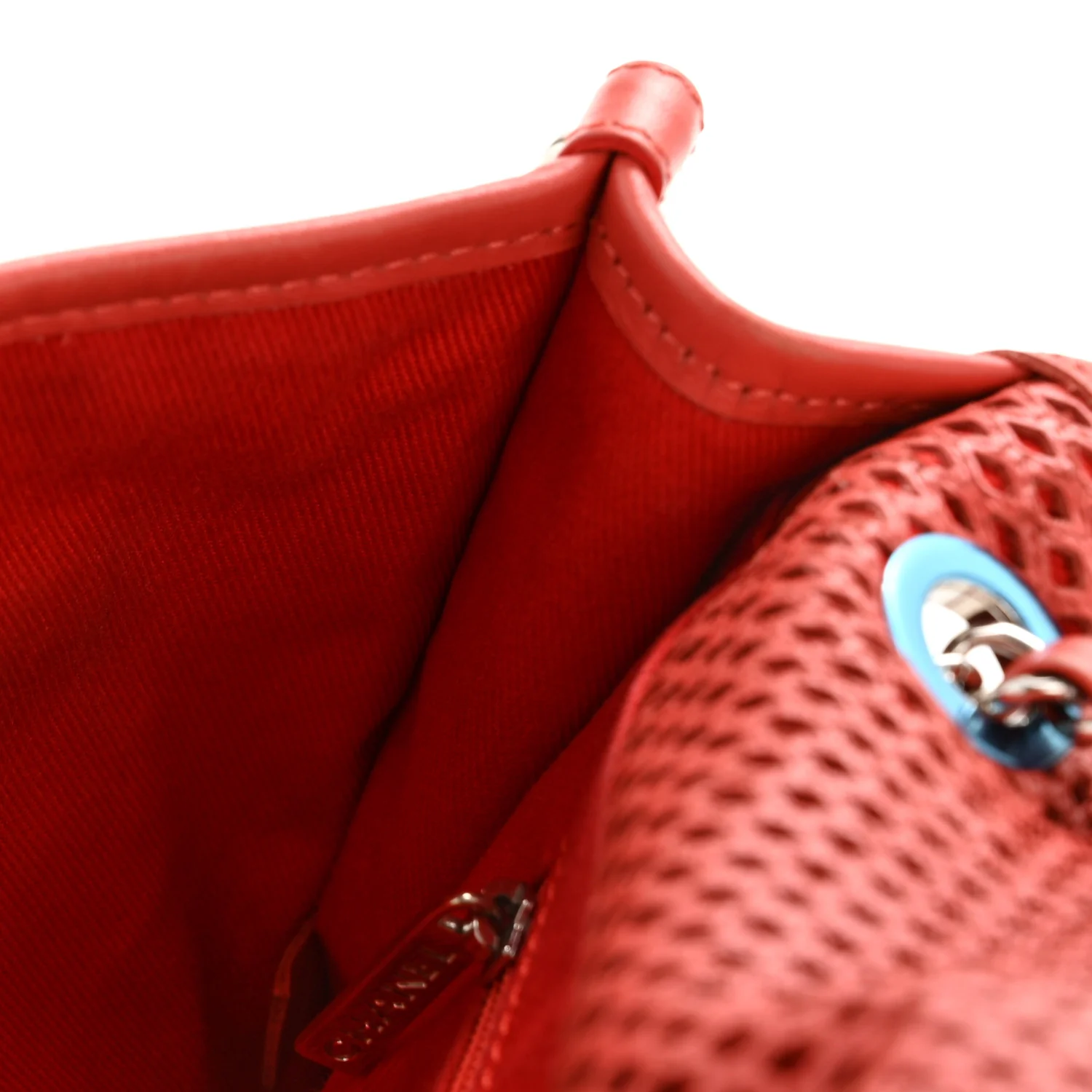 Perforated Calfskin Large Up In The Air Flap Red - Image 11