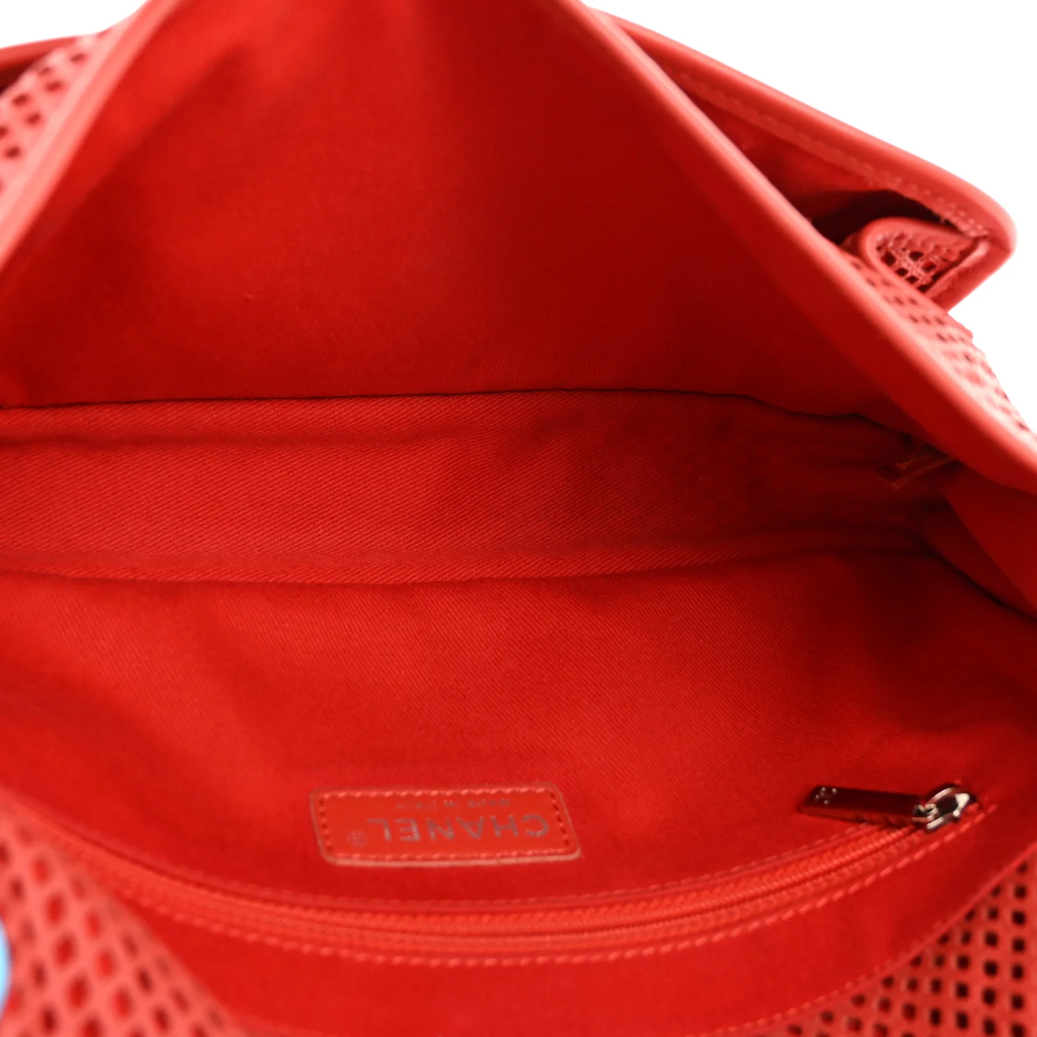 Perforated Calfskin Large Up In The Air Flap Red - Image 5