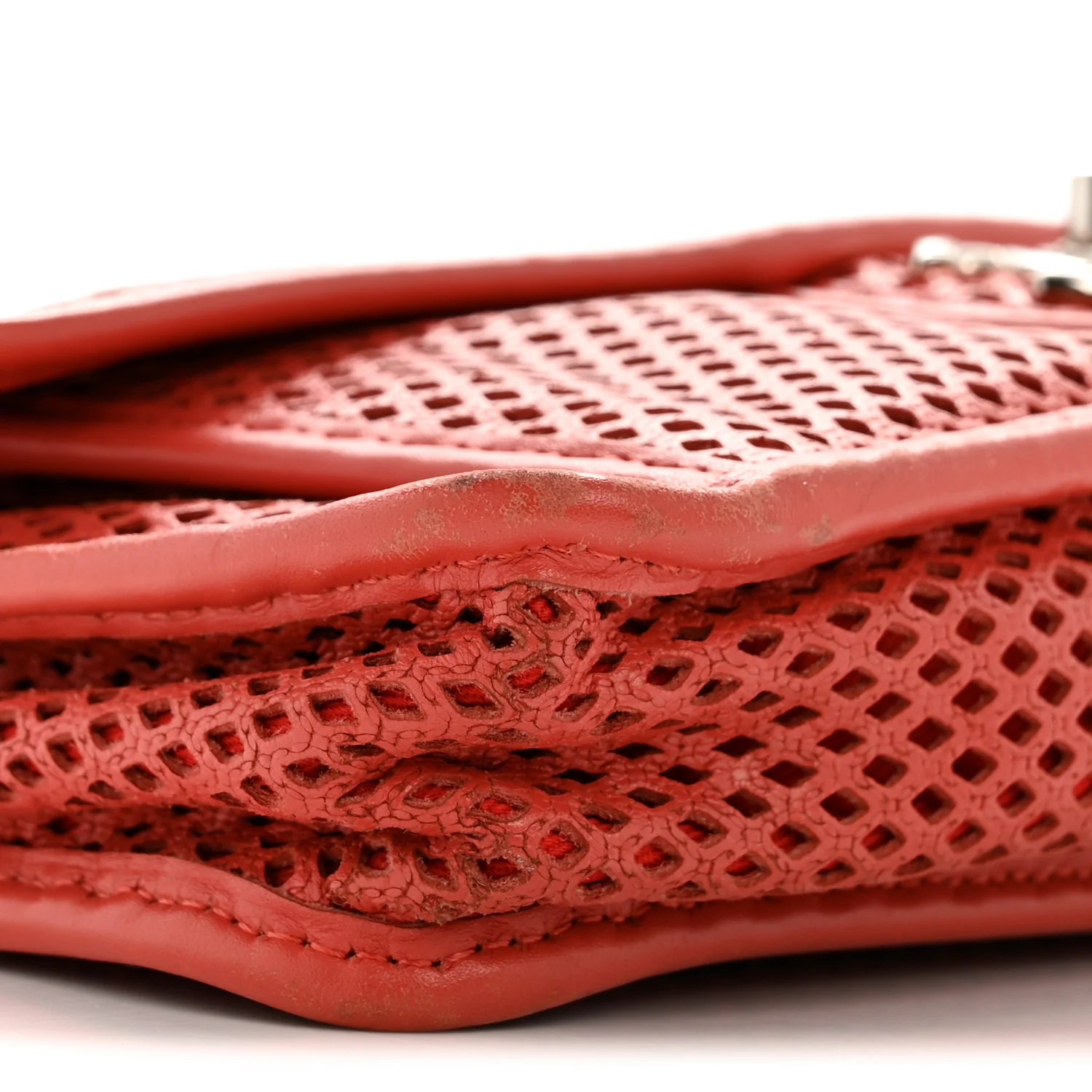 Perforated Calfskin Large Up In The Air Flap Red - Image 9