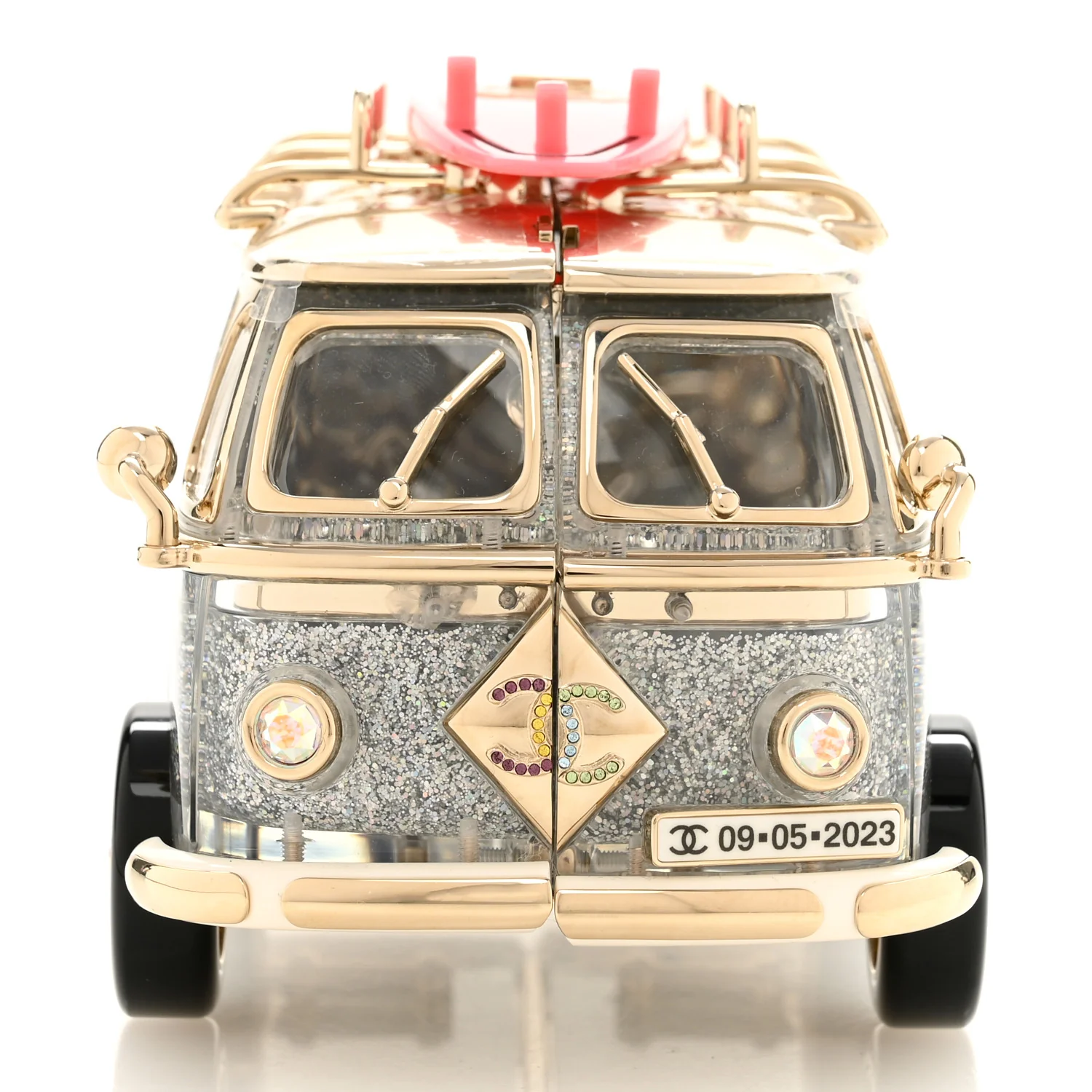 Plexiglass Crystal Glitter Los Angeles Mini Van Minaudiere Silver Gold Pink - Image 11