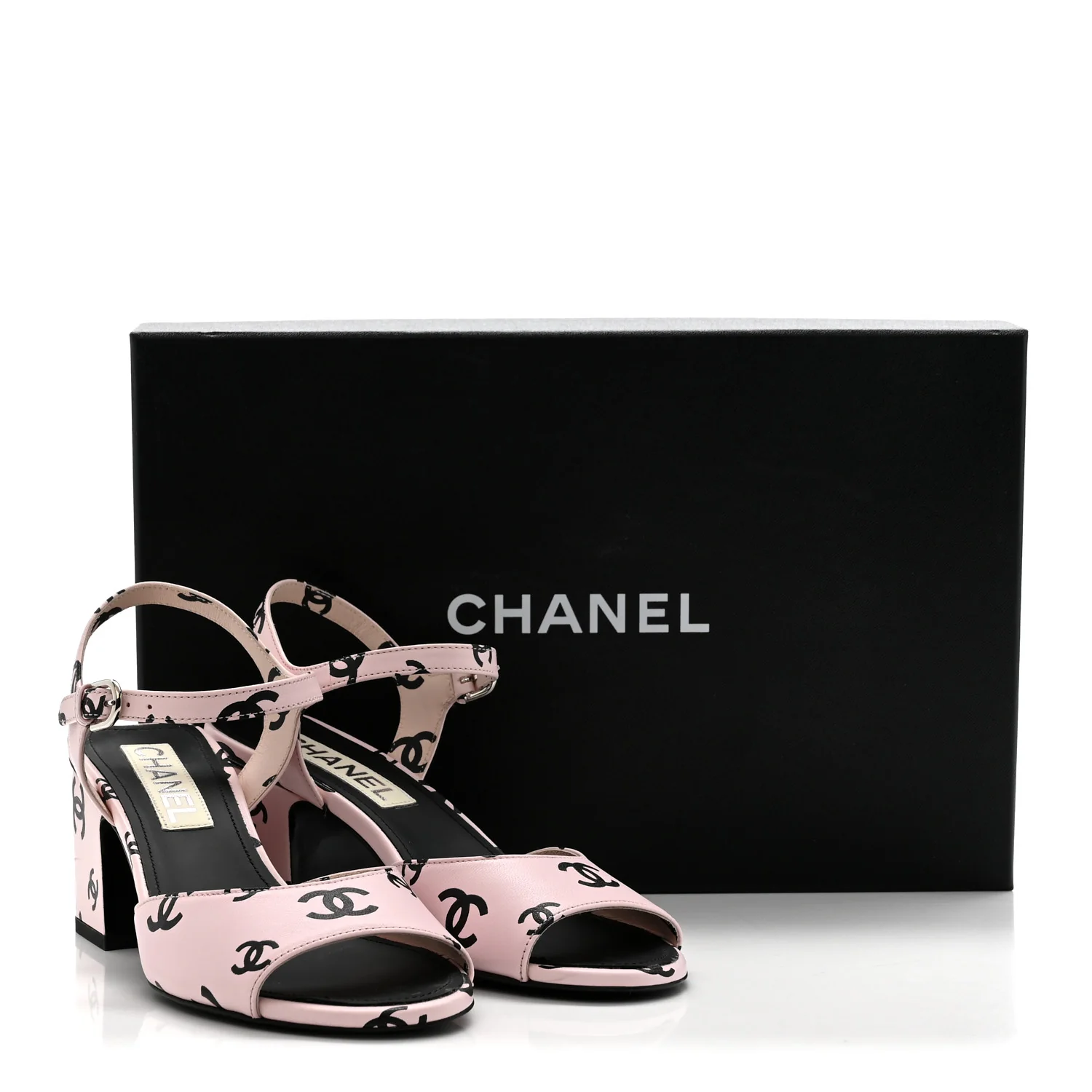 Printed Lambskin Coco Beach Sandals 37.5 Light Pink Black - Image 10