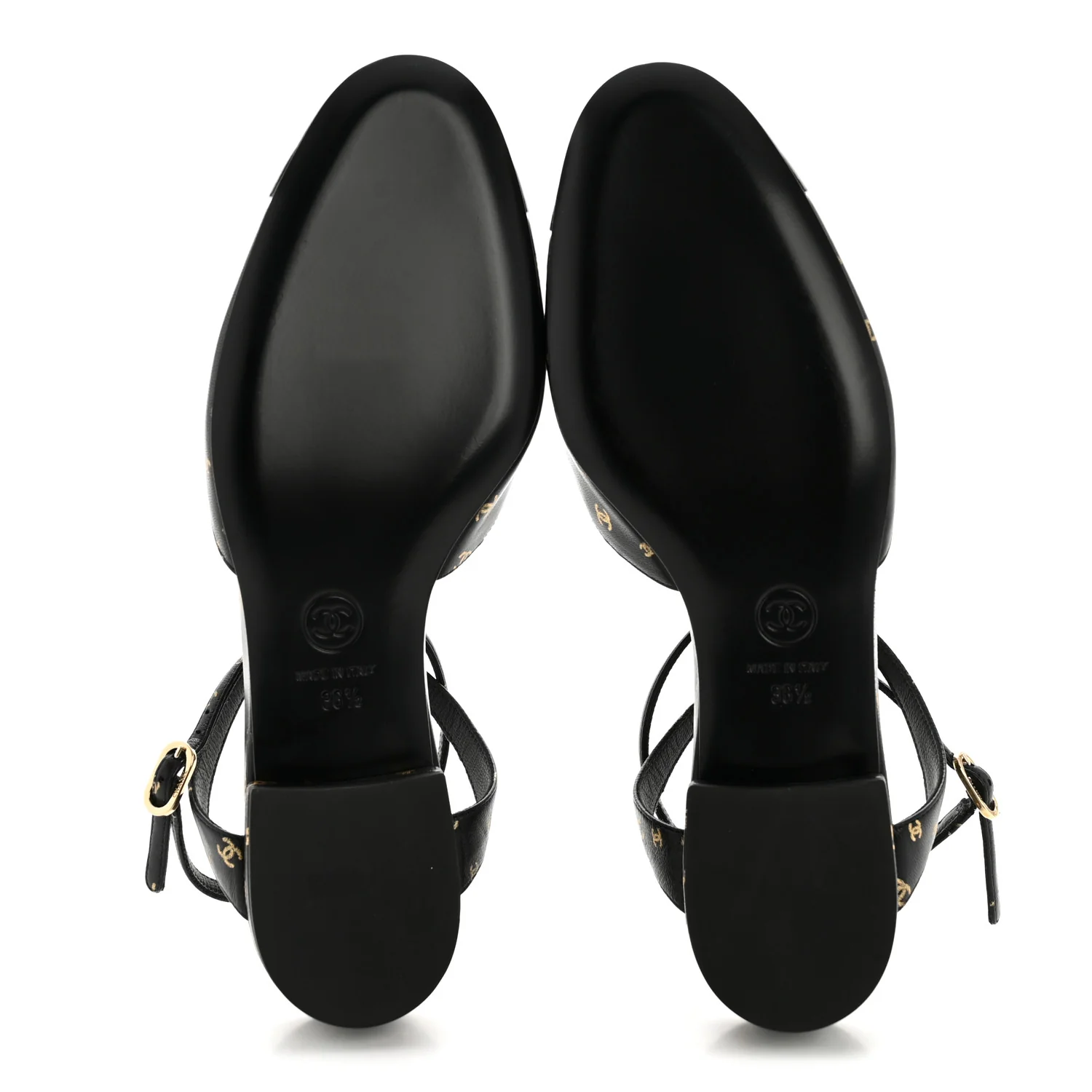 Printed Lambskin Patent Calfskin Cap Toe CC Slingbacks 36.5 Black Gold - Image 6