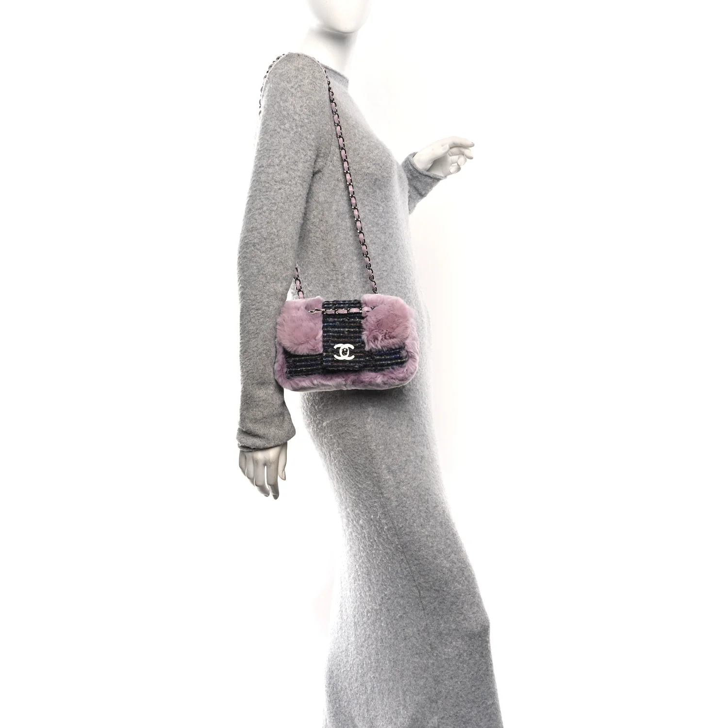 Rabbit Fur Tweed Small Fantasy Flap Lilac - Image 2