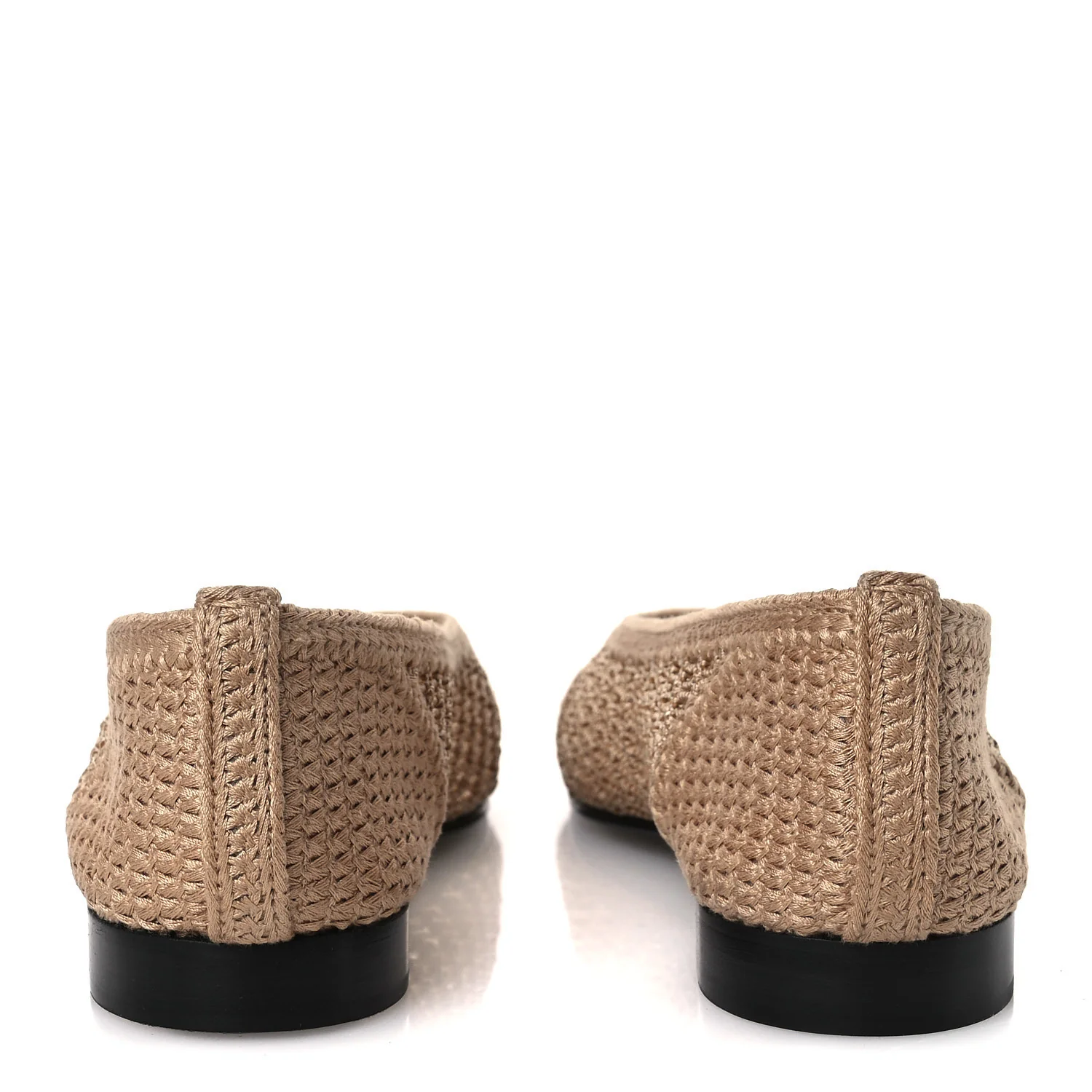Raffia Cap Toe Ballerina Flats 36 Beige - Image 6