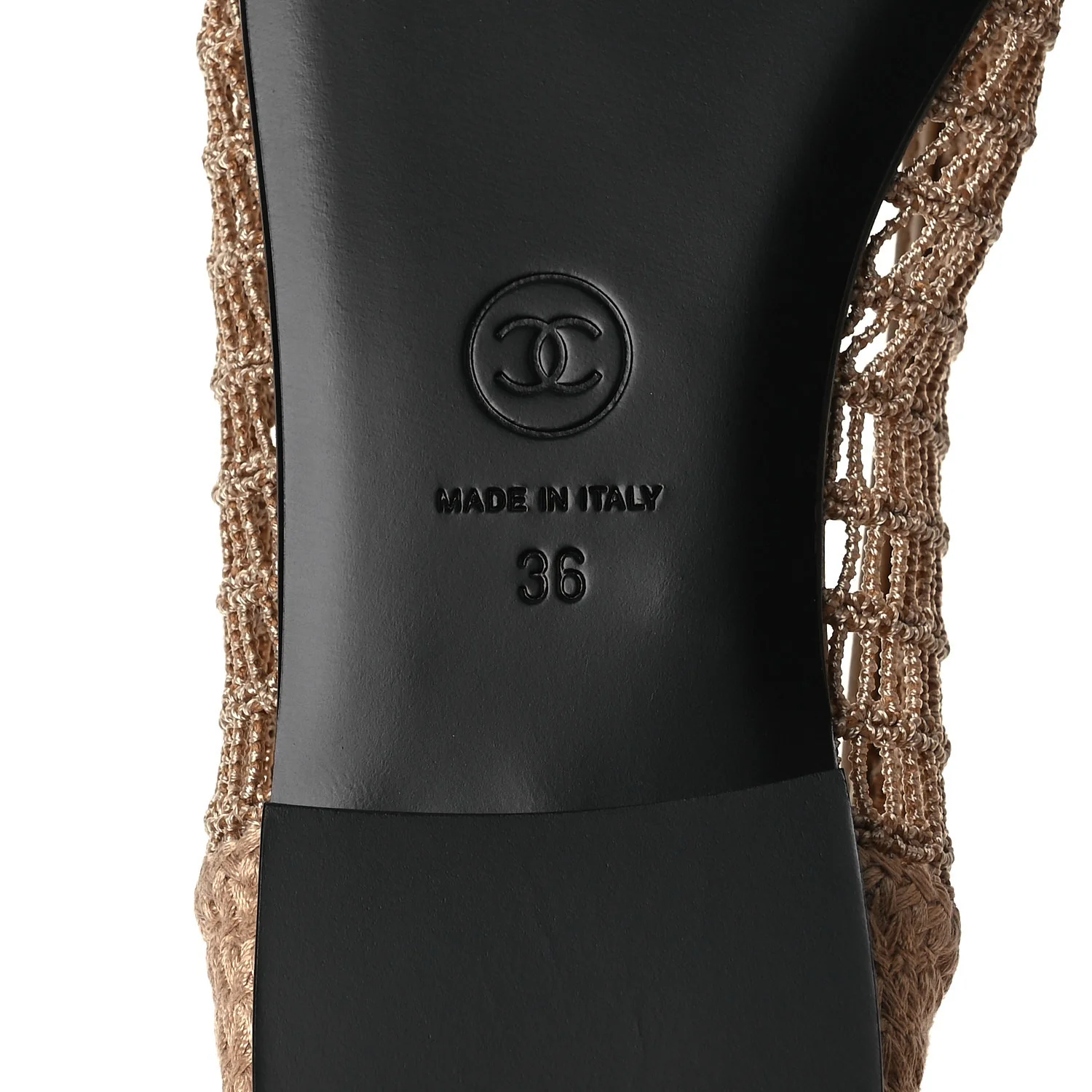 Raffia Cap Toe Ballerina Flats 36 Beige - Image 8
