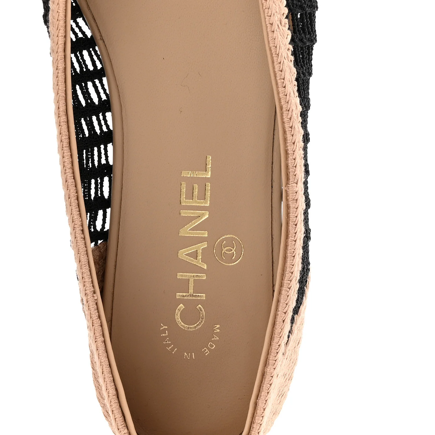 Raffia Cap Toe Ballerina Flats 40 Black Beige - Image 8