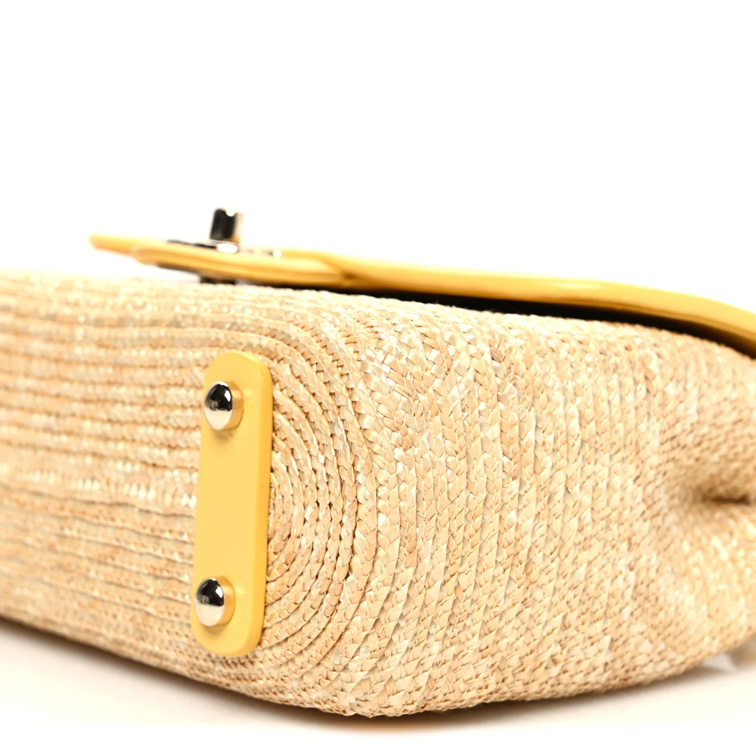 Raffia Lambskin Small Flap Bag Beige Yellow - Image 9