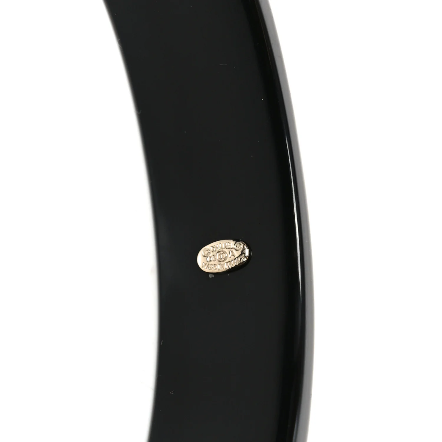 Resin Crystal CC Bangle Bracelet Black - Image 4