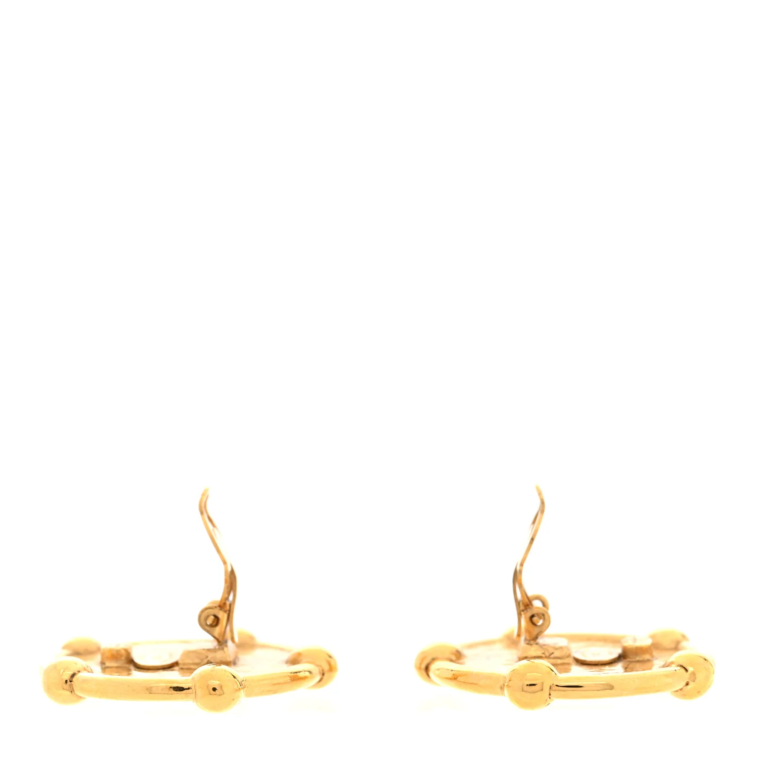 Round CC Clip On Earrings Gold - Image 3