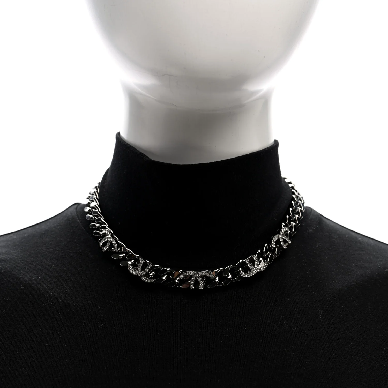 Ruthenium Crystal Chain CC Choker Necklace - Image 2