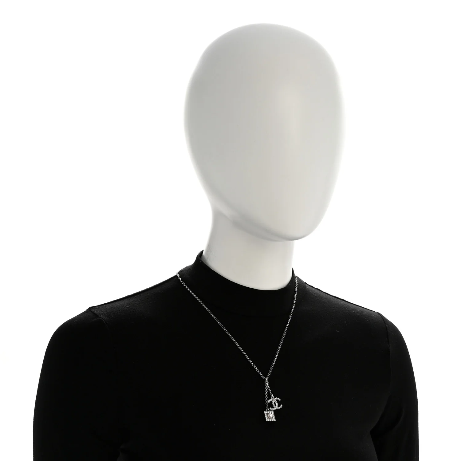 Ruthenium Crystal Square CC Lariat Necklace - Image 2