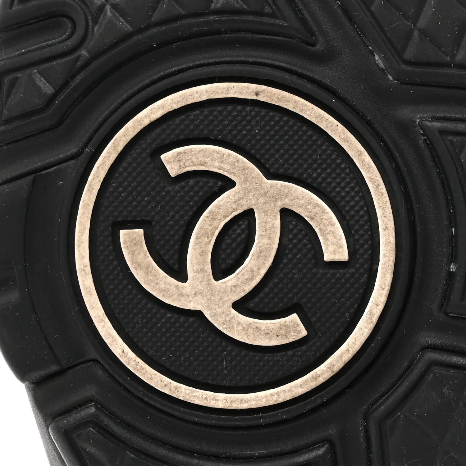 Satin Lambskin Fabric Tweed CC Sneakers 36.5 Gold Black - Image 8