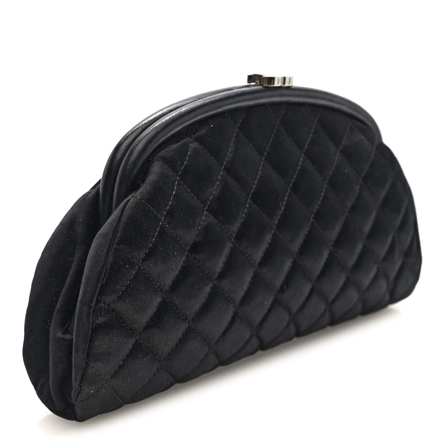 Satin Quilted Timeless Clutch Black - Image 3
