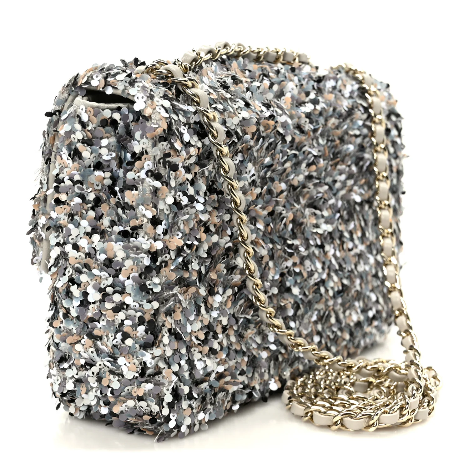 Sequin Mini Flap Gray Black White Pearly White - Image 3