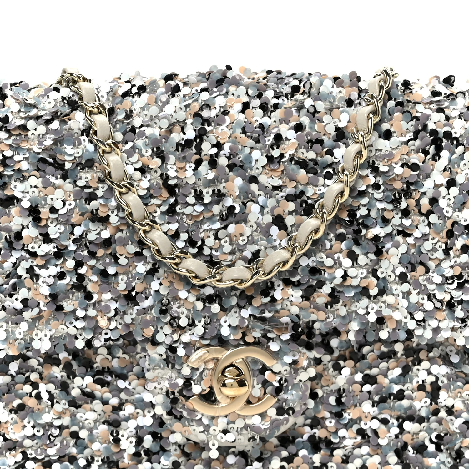 Sequin Mini Flap Gray Black White Pearly White - Image 9