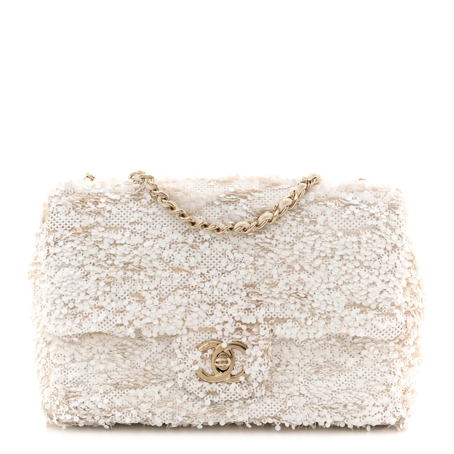 Sequin Mini Rectangular Flap White