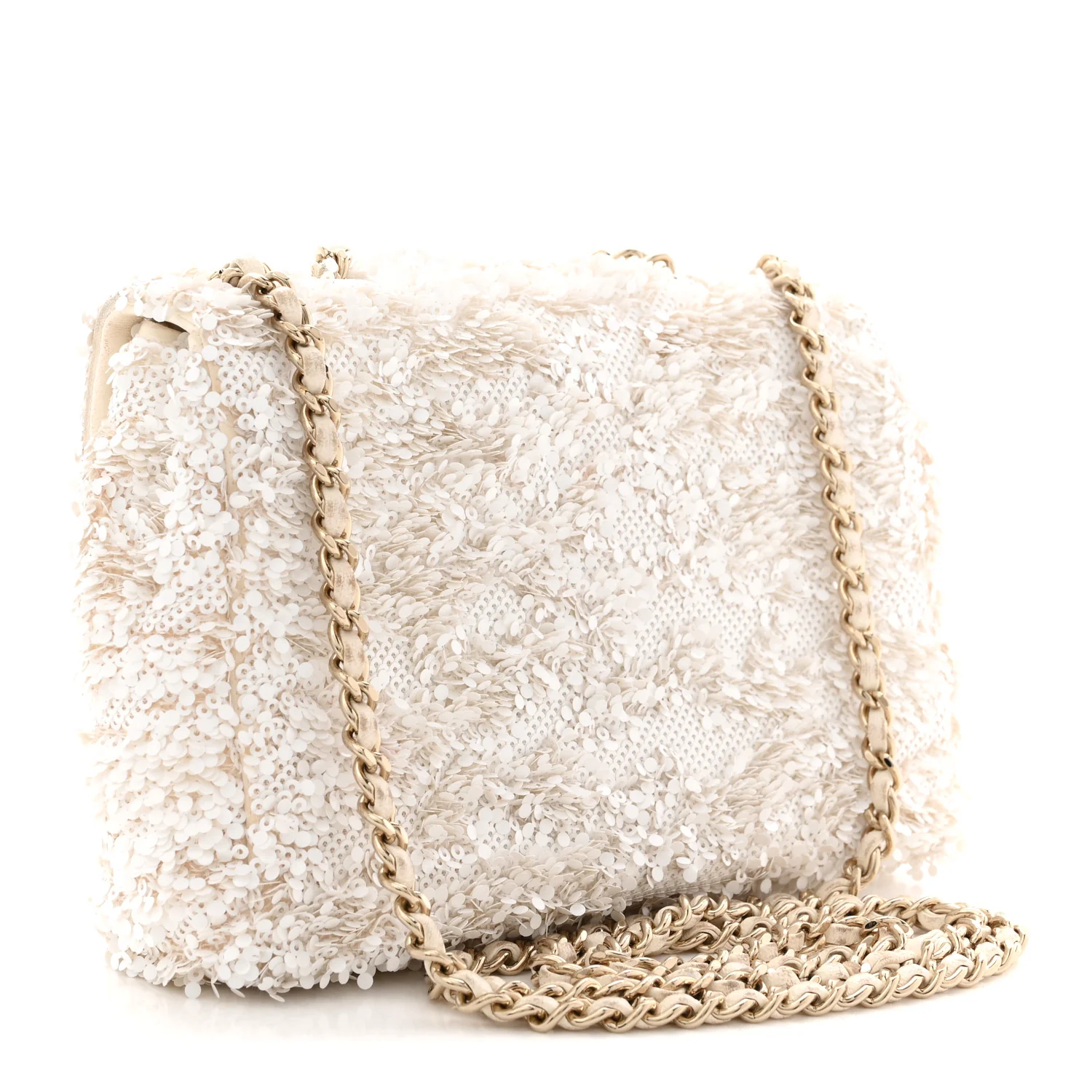 Sequin Mini Rectangular Flap White - Image 3