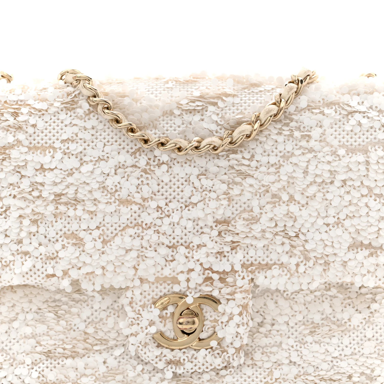 Sequin Mini Rectangular Flap White - Image 8