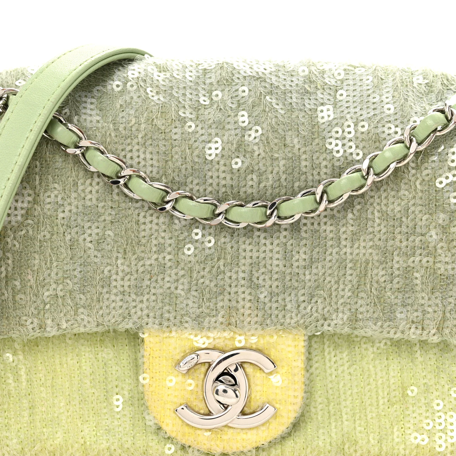 Sequin Mini Waterfall Flap Green Light Green Yellow - Image 8
