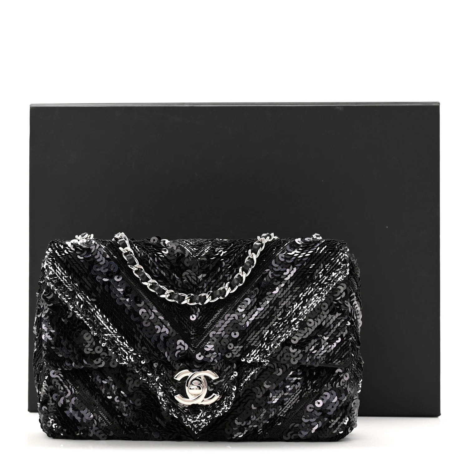 Sequins Chevron Mini Rectangular Flap Black - Image 11