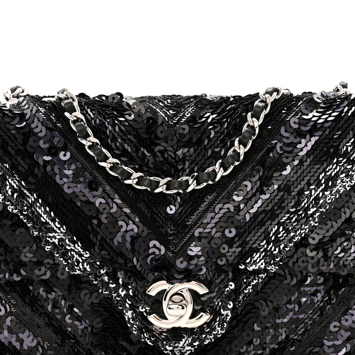 Sequins Chevron Mini Rectangular Flap Black - Image 8