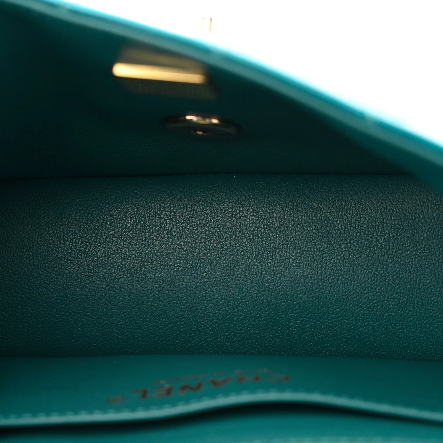 Shaded Patent Calfskin Quilted Mini Rectangular Flap Green Blue - Image 5