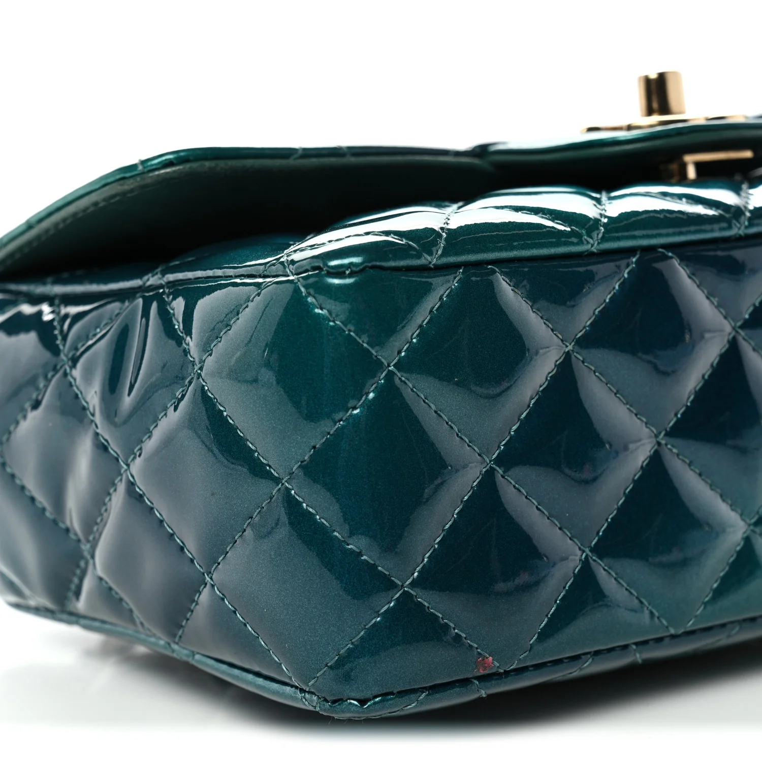 Shaded Patent Calfskin Quilted Mini Rectangular Flap Green Blue - Image 9