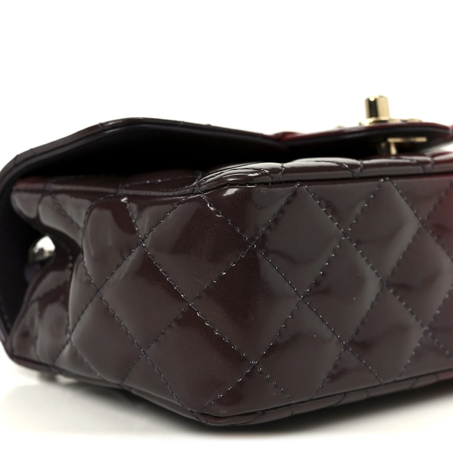 Shaded Patent Calfskin Quilted Mini Rectangular Flap Red Yellow Dark Purple - Image 10