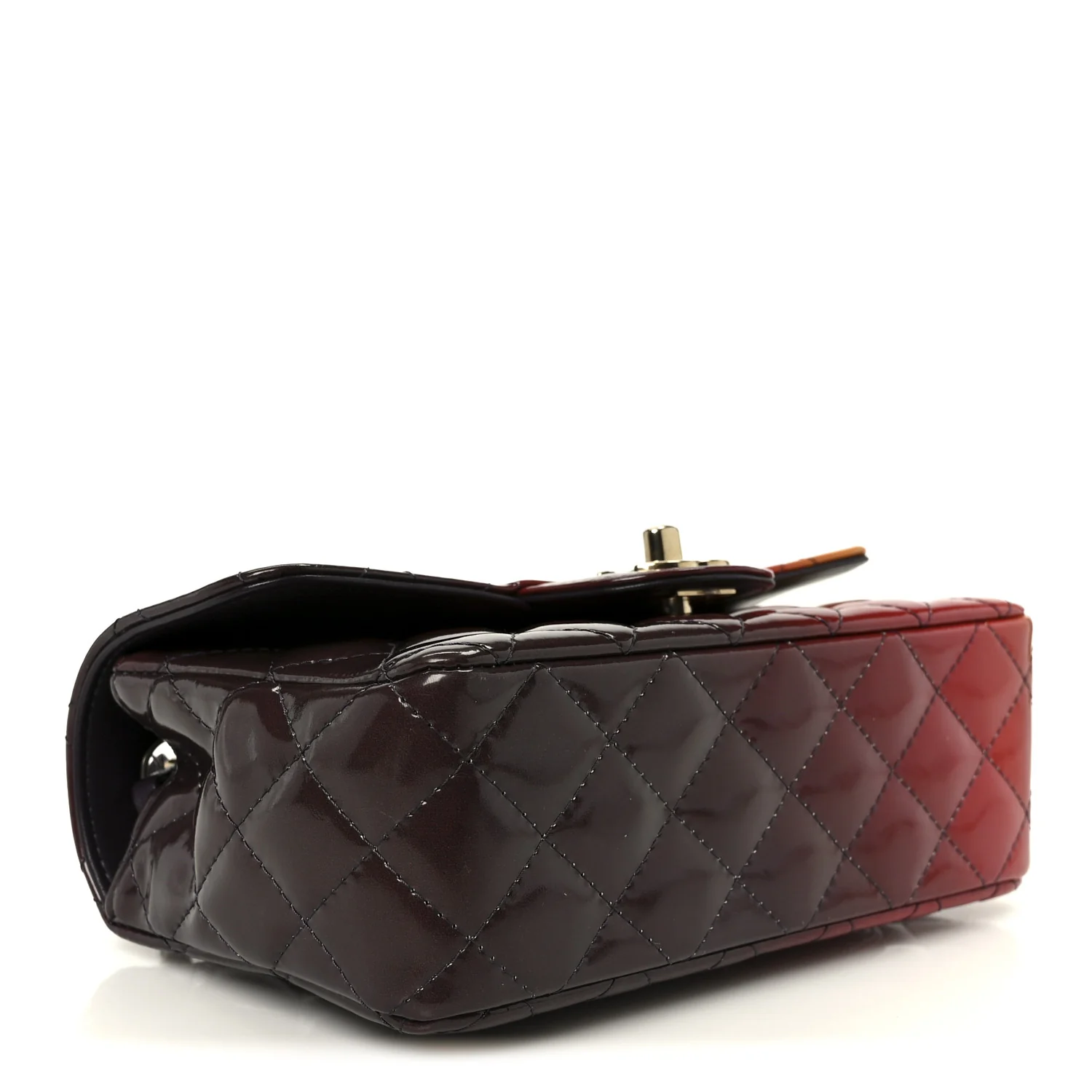 Shaded Patent Calfskin Quilted Mini Rectangular Flap Red Yellow Dark Purple - Image 4