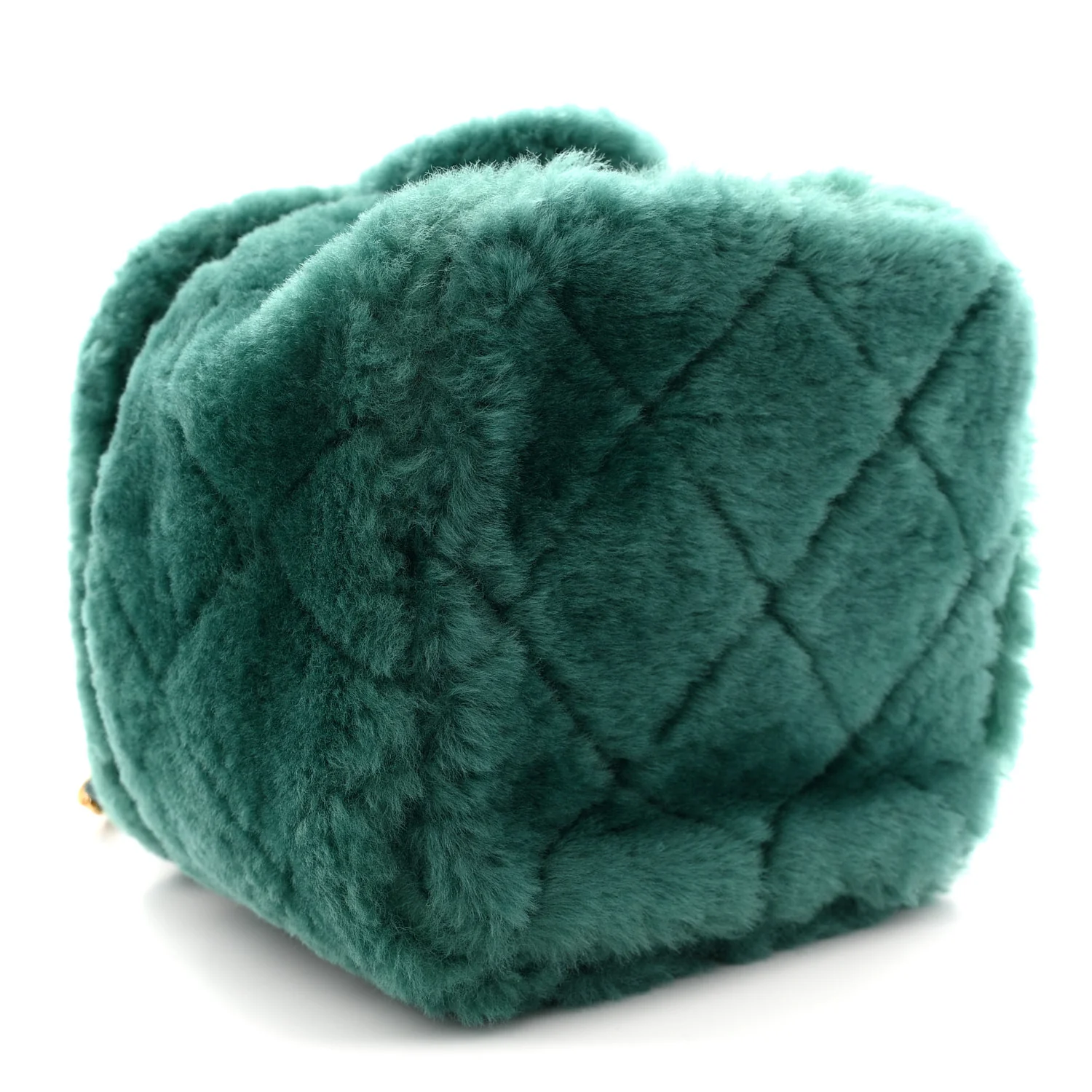 Shearling Lambskin Quilted Small Vanity Case Green - Image 5