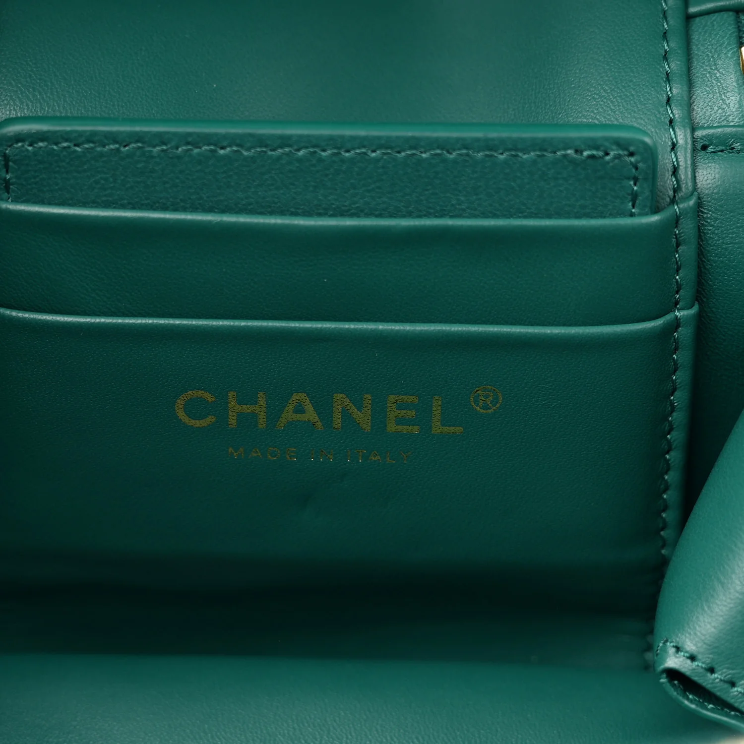 Shearling Lambskin Quilted Small Vanity Case Green - Image 7