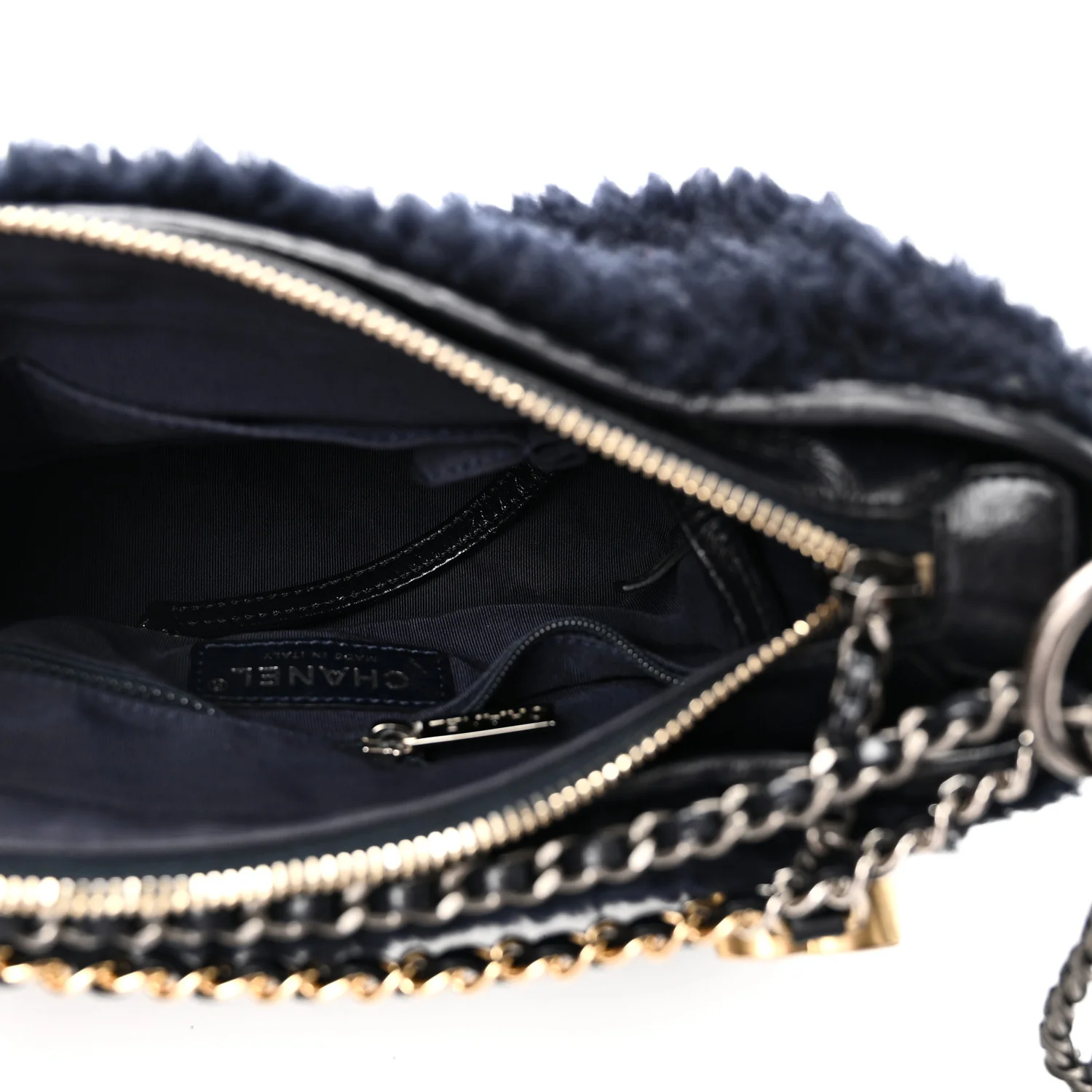 Shearling Small Gabrielle Hobo Navy - Image 5