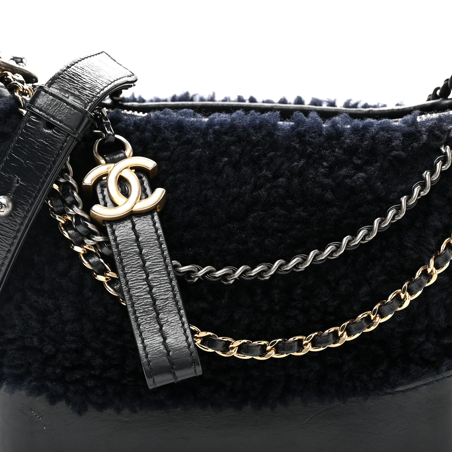 Shearling Small Gabrielle Hobo Navy - Image 8