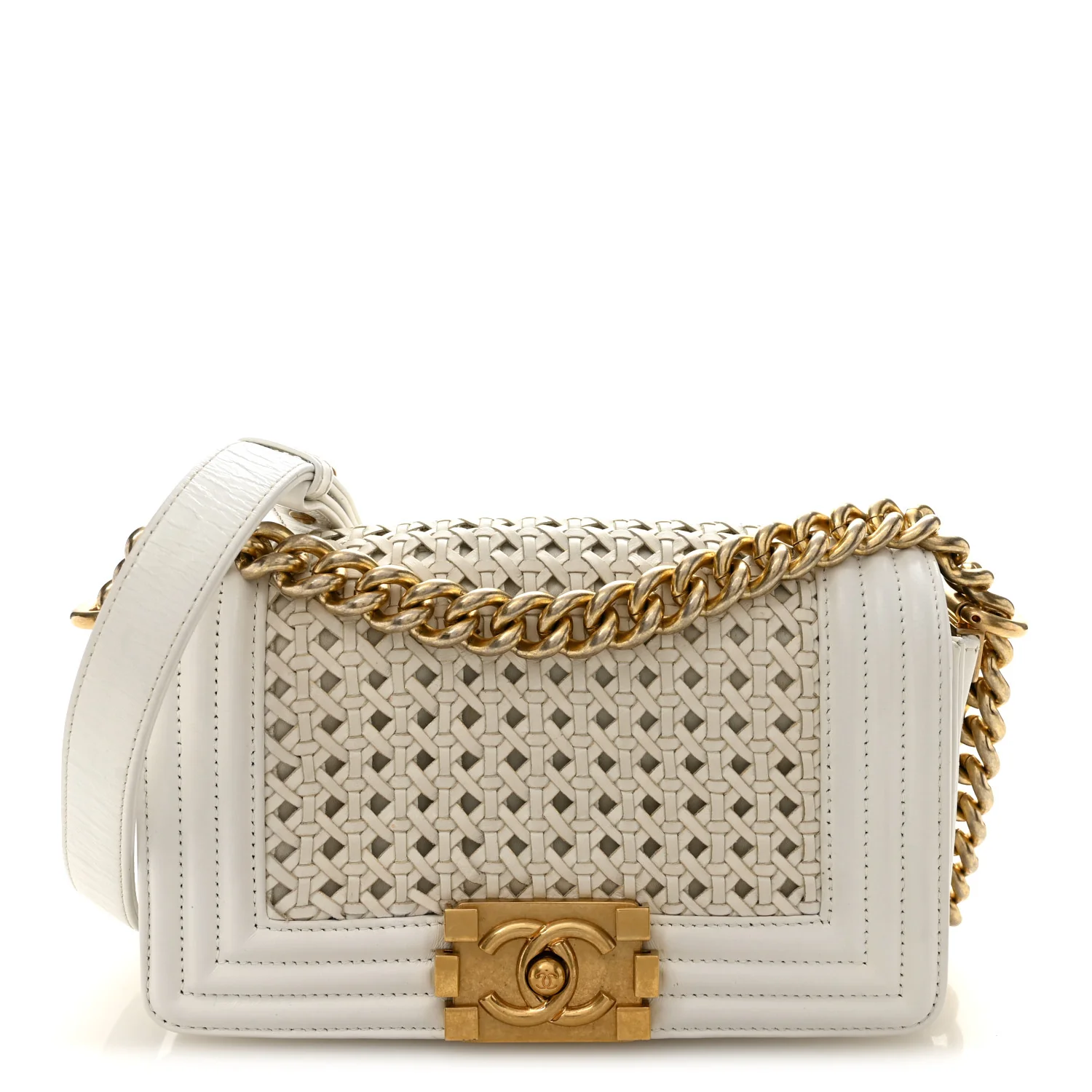 Sheepskin Braided Small Boy Reverso Flap White
