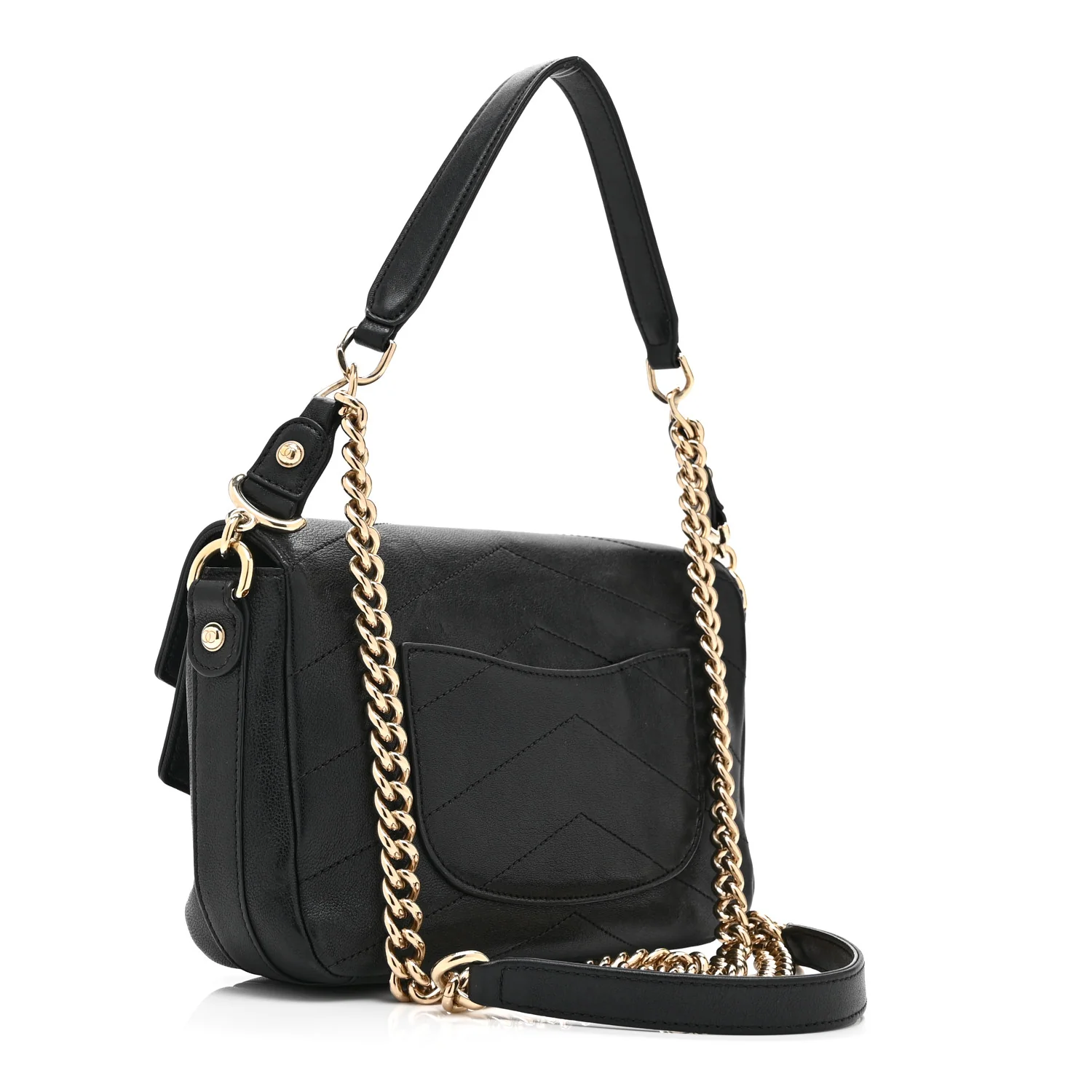 Sheepskin Chevron Quilted Mini Double Chevron Flap Black - Image 3
