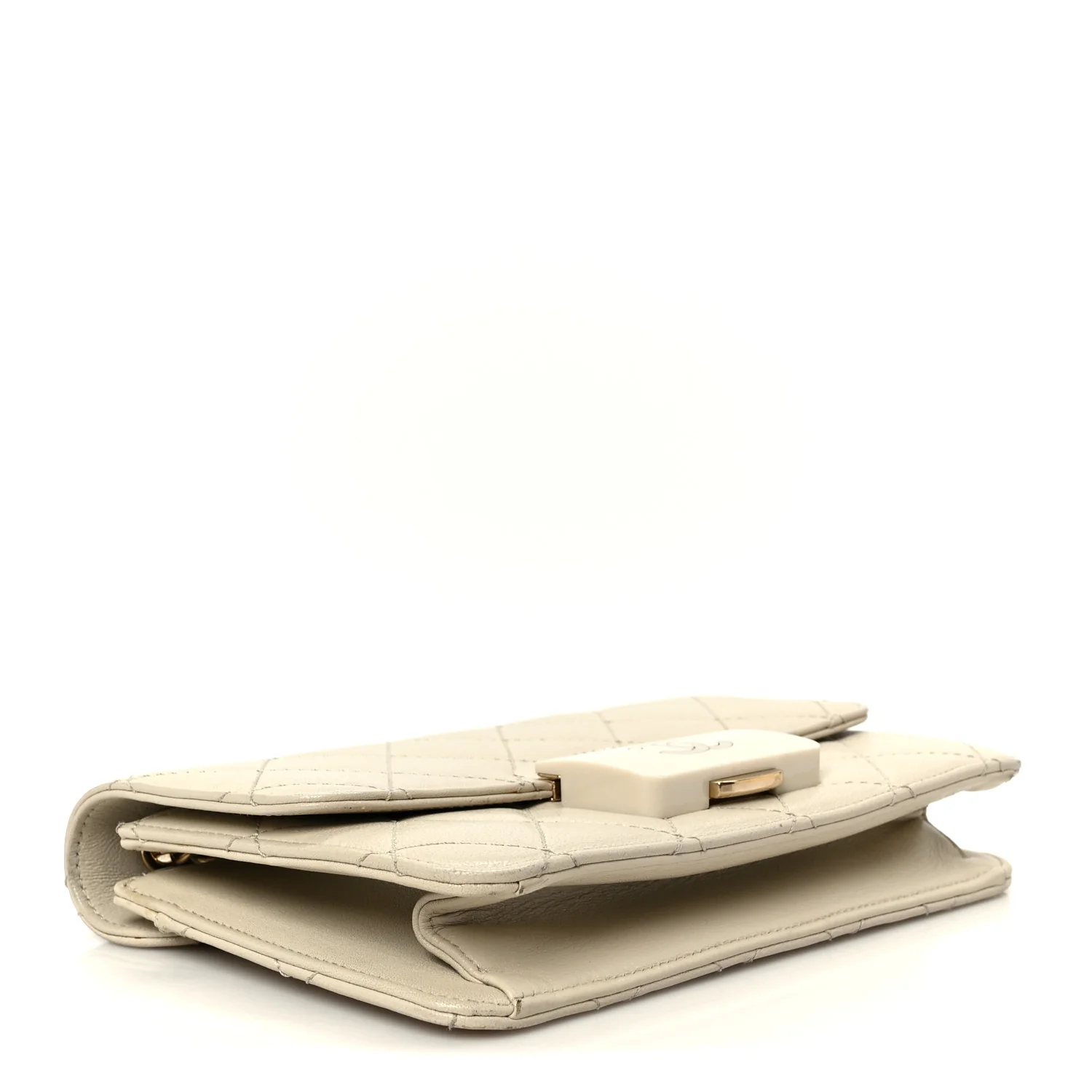 Sheepskin Quilted Mini Beauty Lock Flap Beige - Image 4