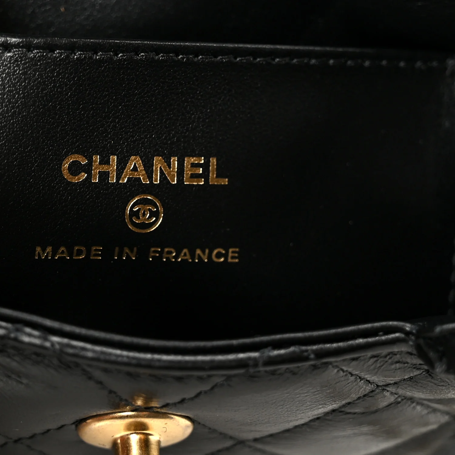 Shiny Aged Calfskin Quilted Mini Nano Kelly Shopper Black - Image 7
