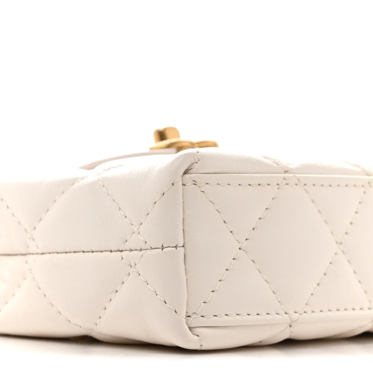Shiny Aged Calfskin Quilted Mini Nano Kelly Shopper White - Image 9