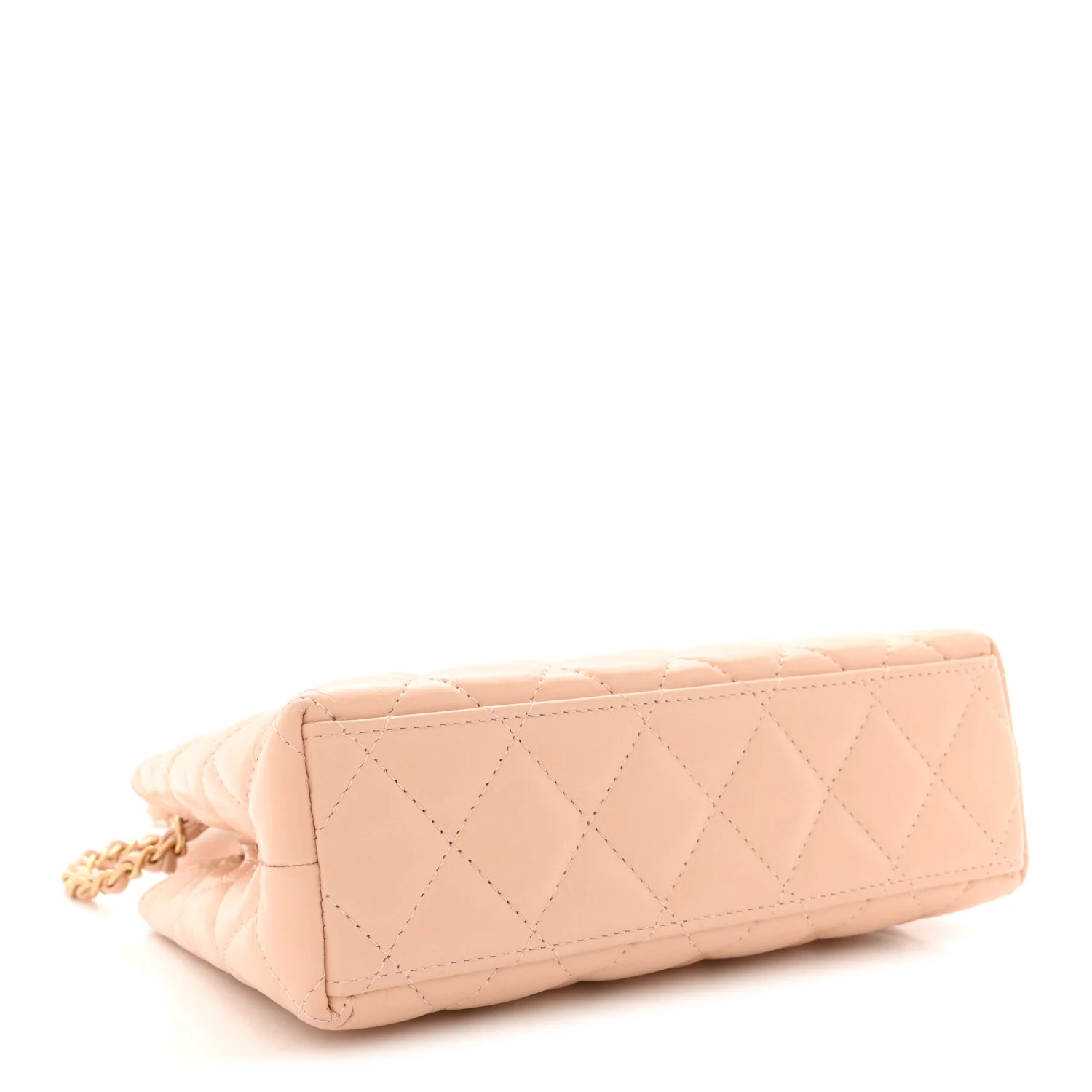 Shiny Aged Calfskin Quilted Nano Kelly Shopper Beige - Image 4