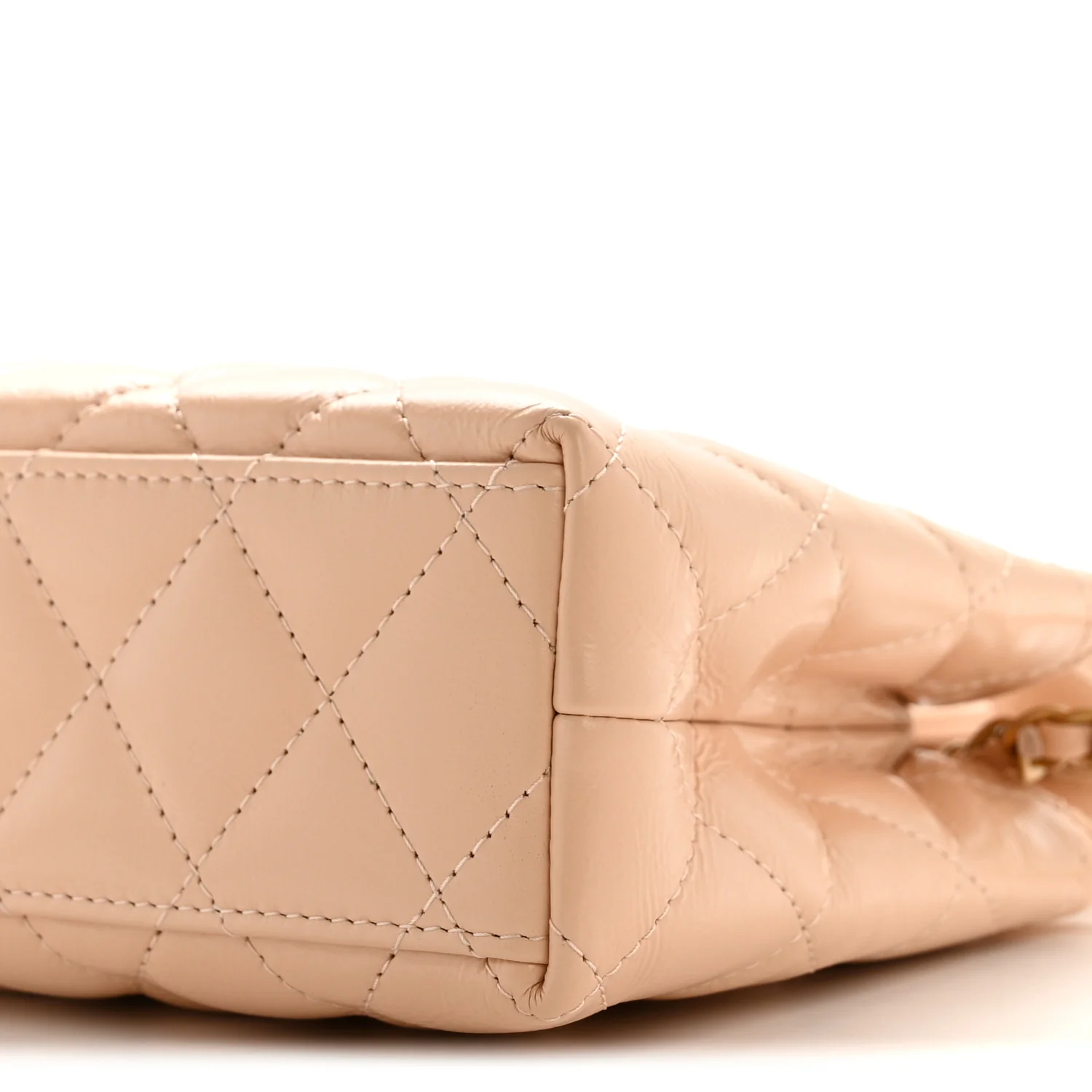 Shiny Aged Calfskin Quilted Nano Kelly Shopper Beige - Image 10