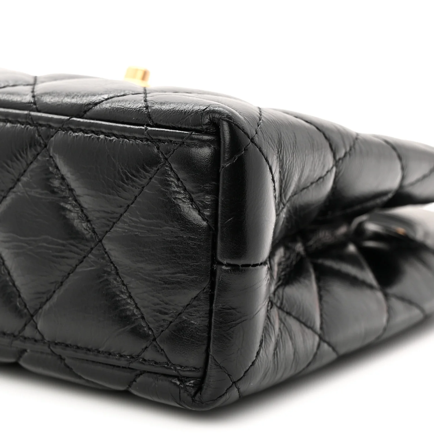 Shiny Aged Calfskin Quilted Nano Kelly Shopper Black - Image 10