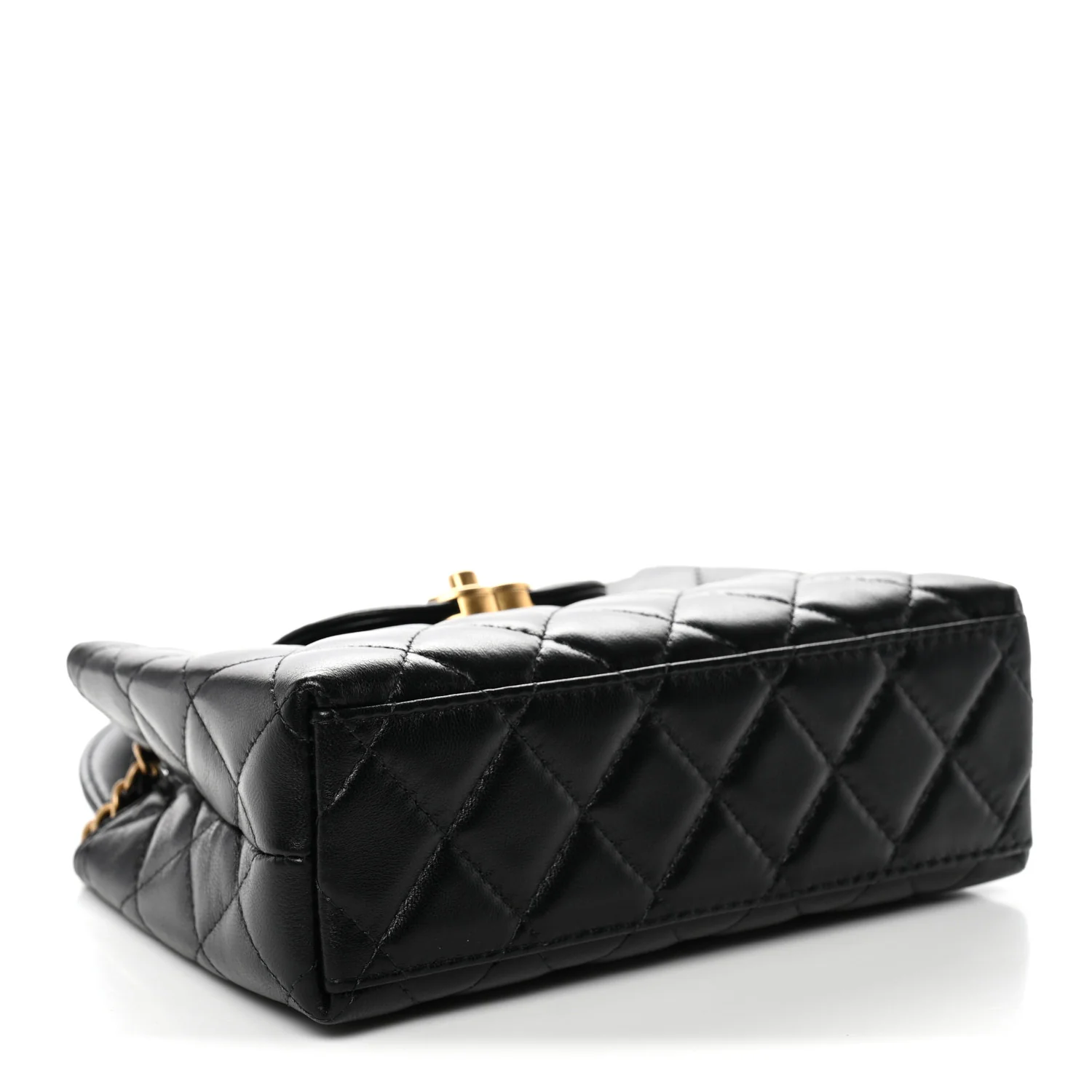 Shiny Aged Calfskin Quilted Nano Kelly Shopper Black - Image 4