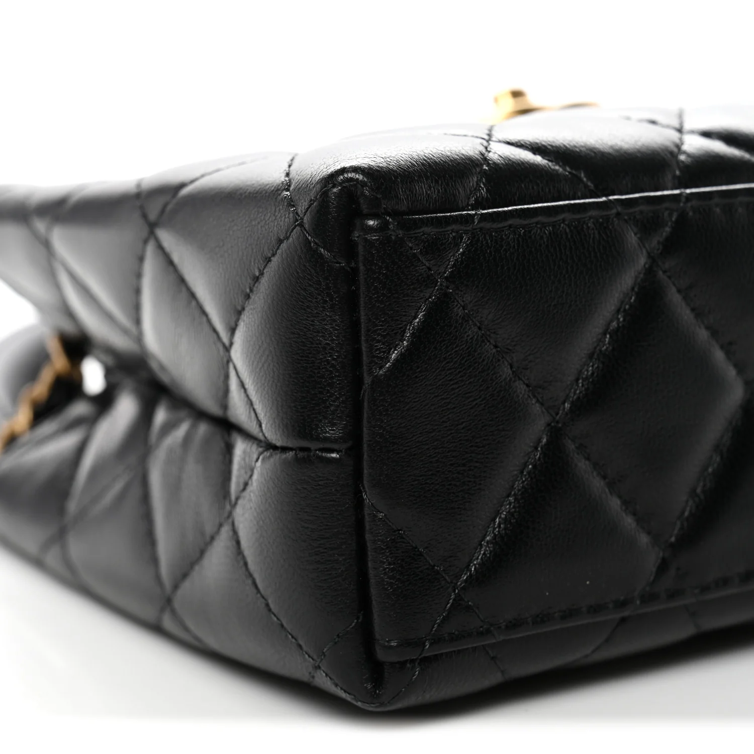Shiny Aged Calfskin Quilted Nano Kelly Shopper Black - Image 9