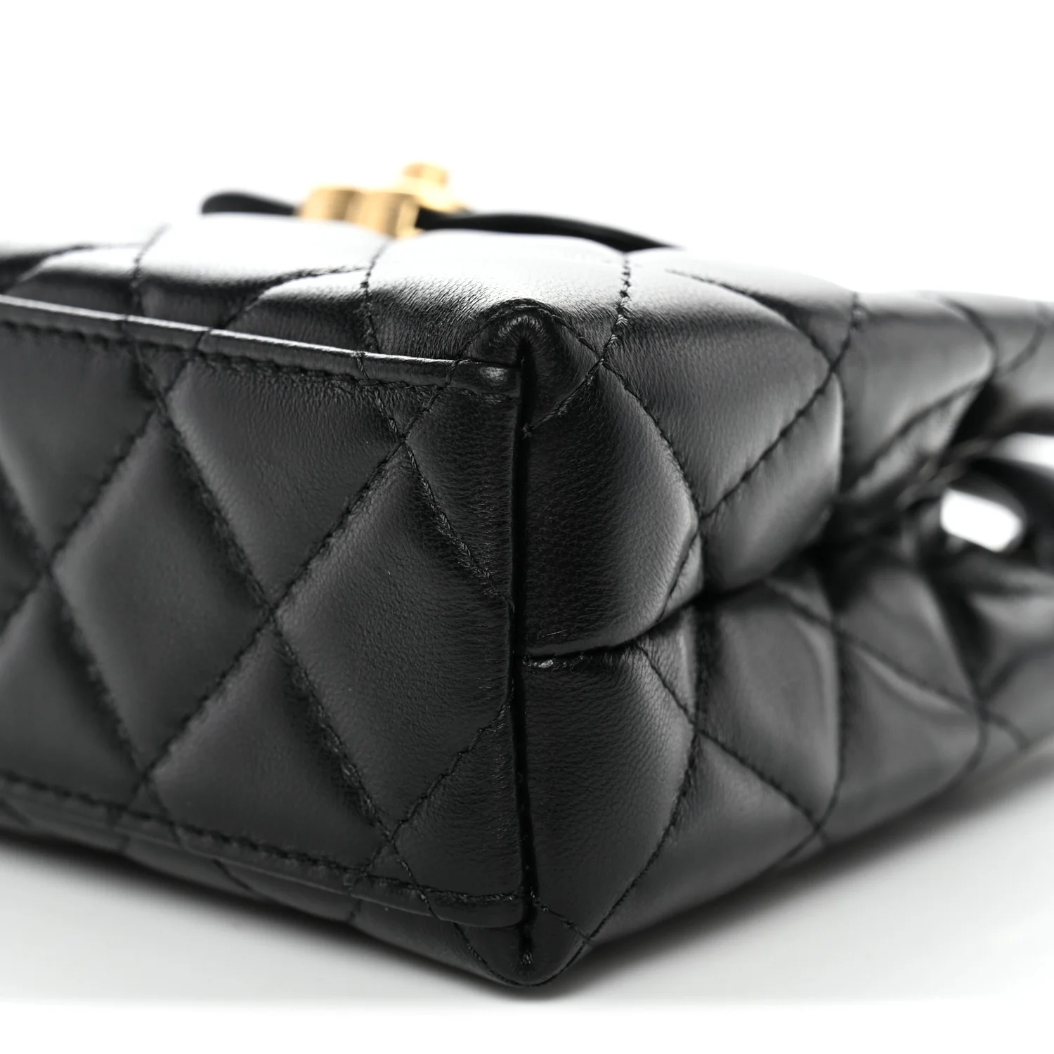 Shiny Aged Calfskin Quilted Nano Kelly Shopper Black - Image 10