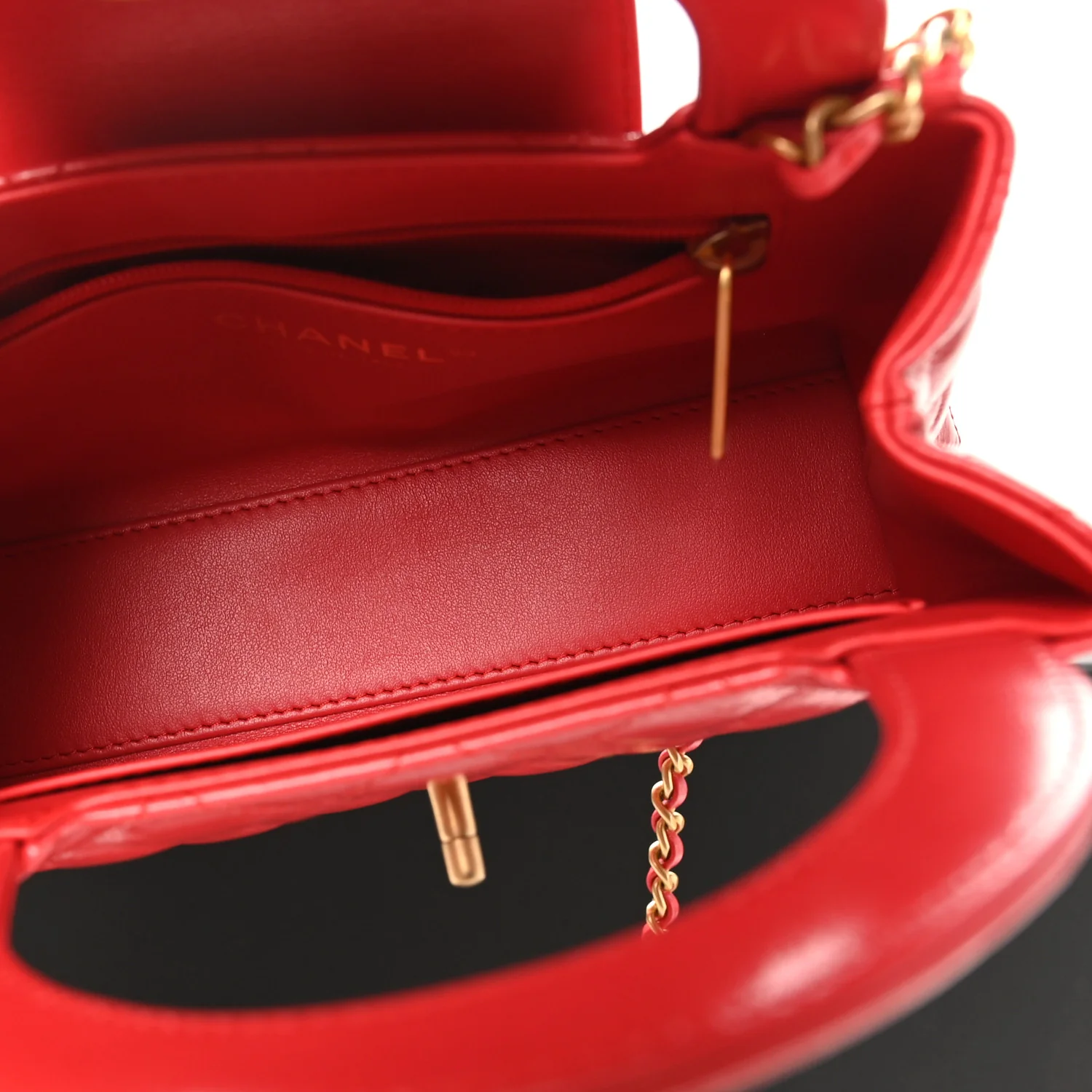 Shiny Aged Calfskin Quilted Nano Kelly Shopper Dark Red - Image 5
