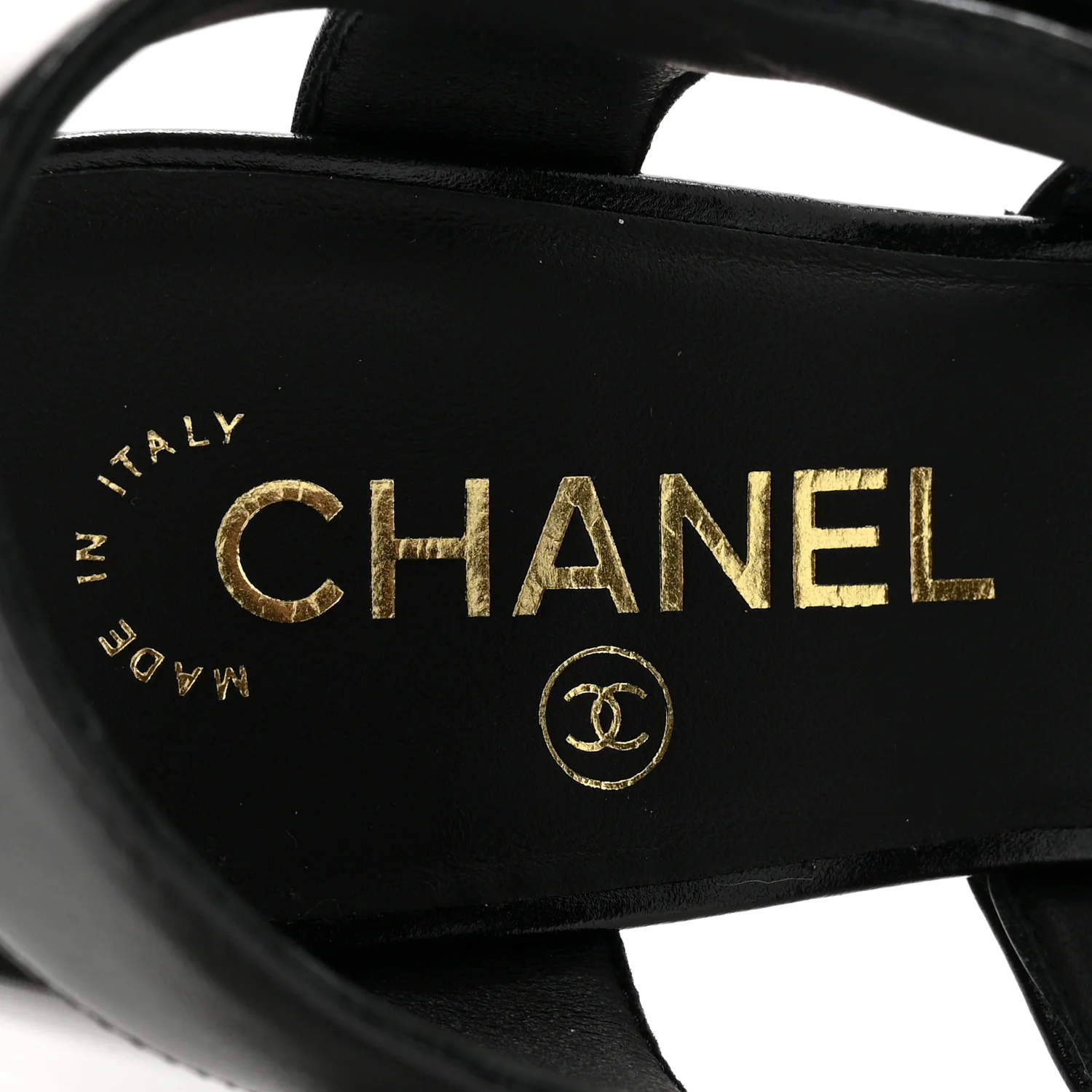 Shiny Calfskin CC Sandals 37.5 Black - Image 14