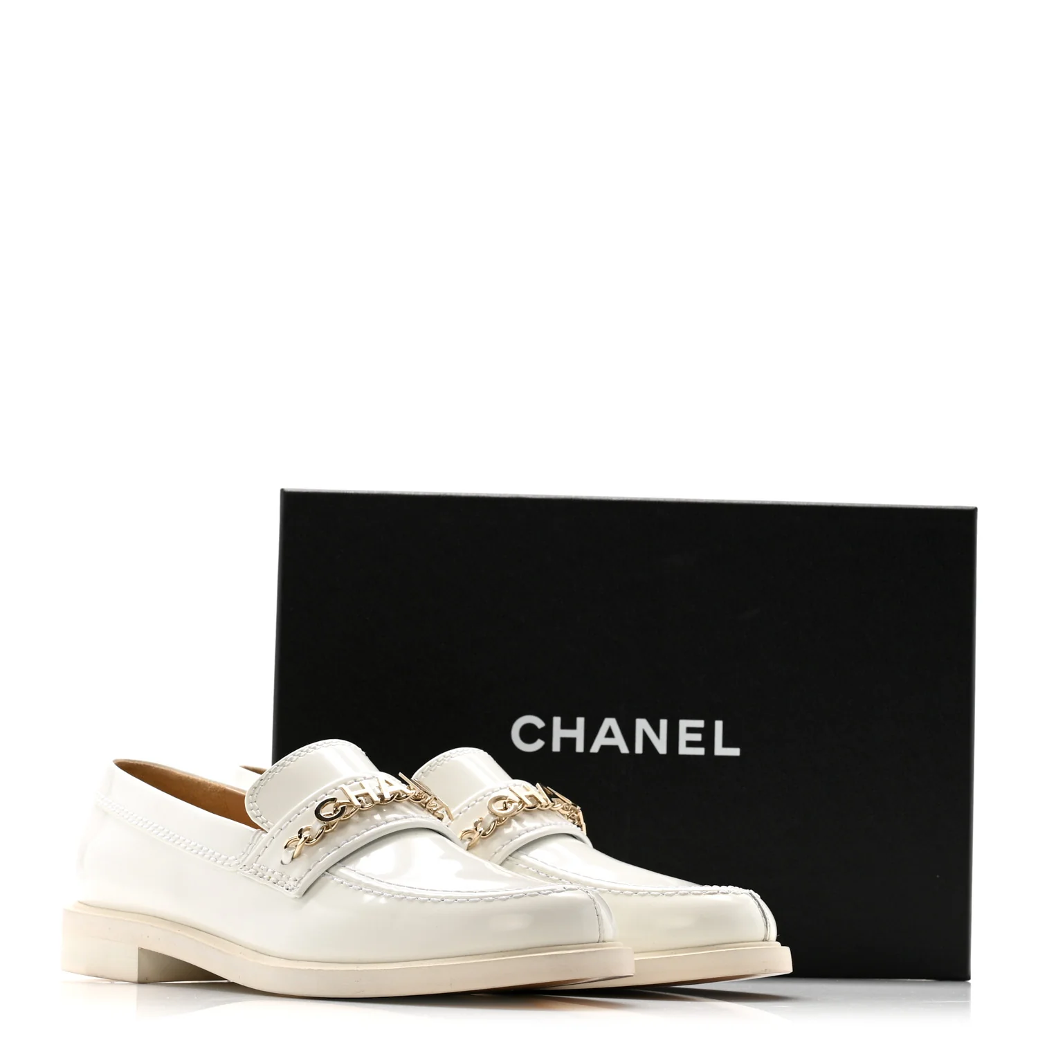 Shiny Calfskin Logo Loafers 39.5 White - Image 14