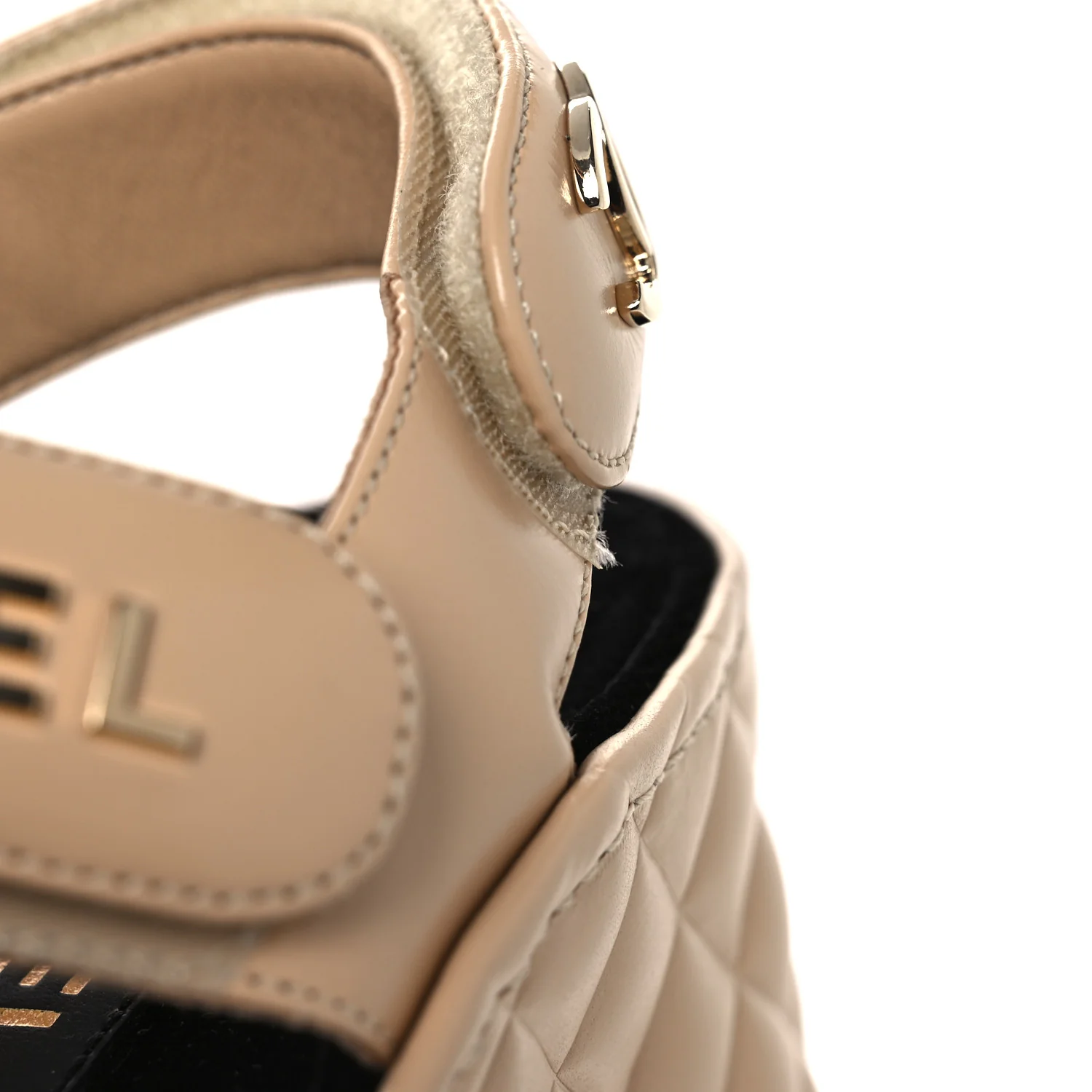 Shiny Calfskin Logo Platform Sandals 40 Beige - Image 12