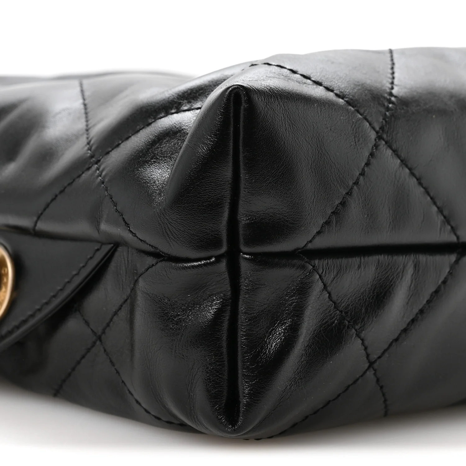 Shiny Calfskin Quilted Chanel 22 Backpack Black - Image 9